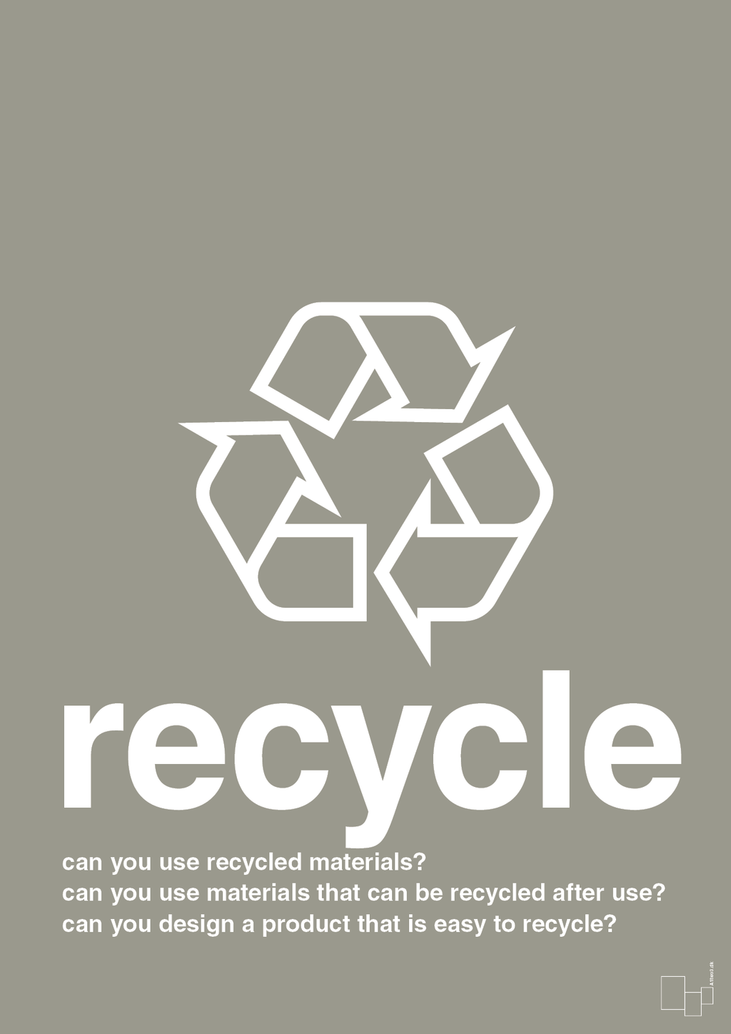 plakat: recycle - battleship gray-Miljø-A1two3