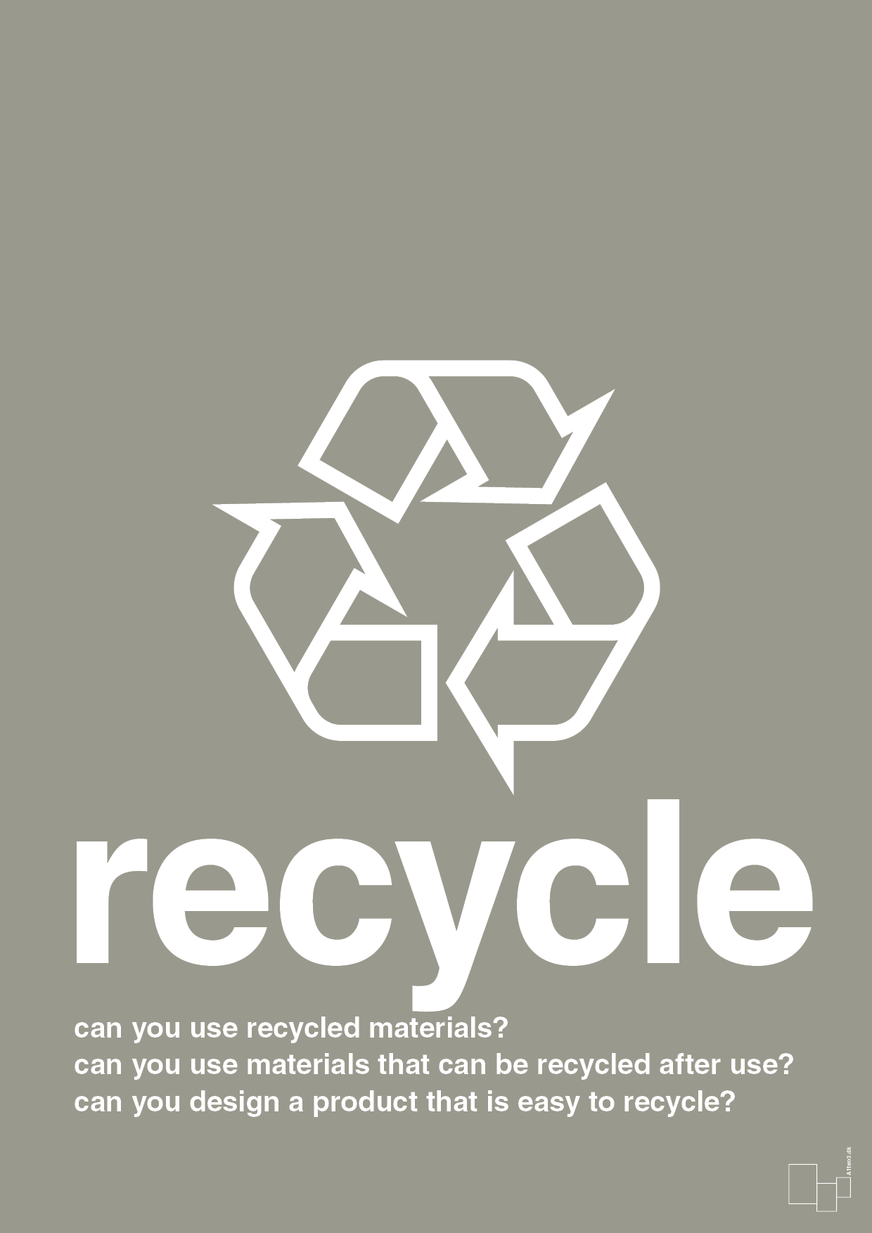 plakat: recycle - battleship gray-Miljø-A1two3
