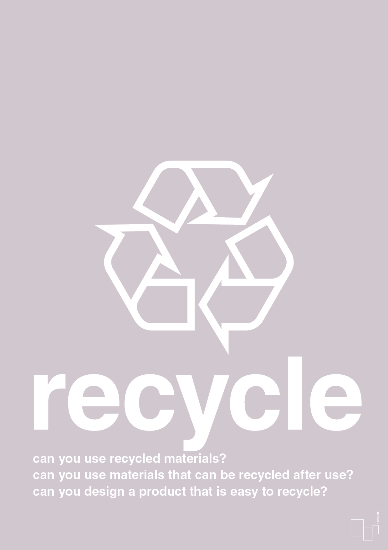 plakat: recycle - dusty lilac-Miljø-A1two3