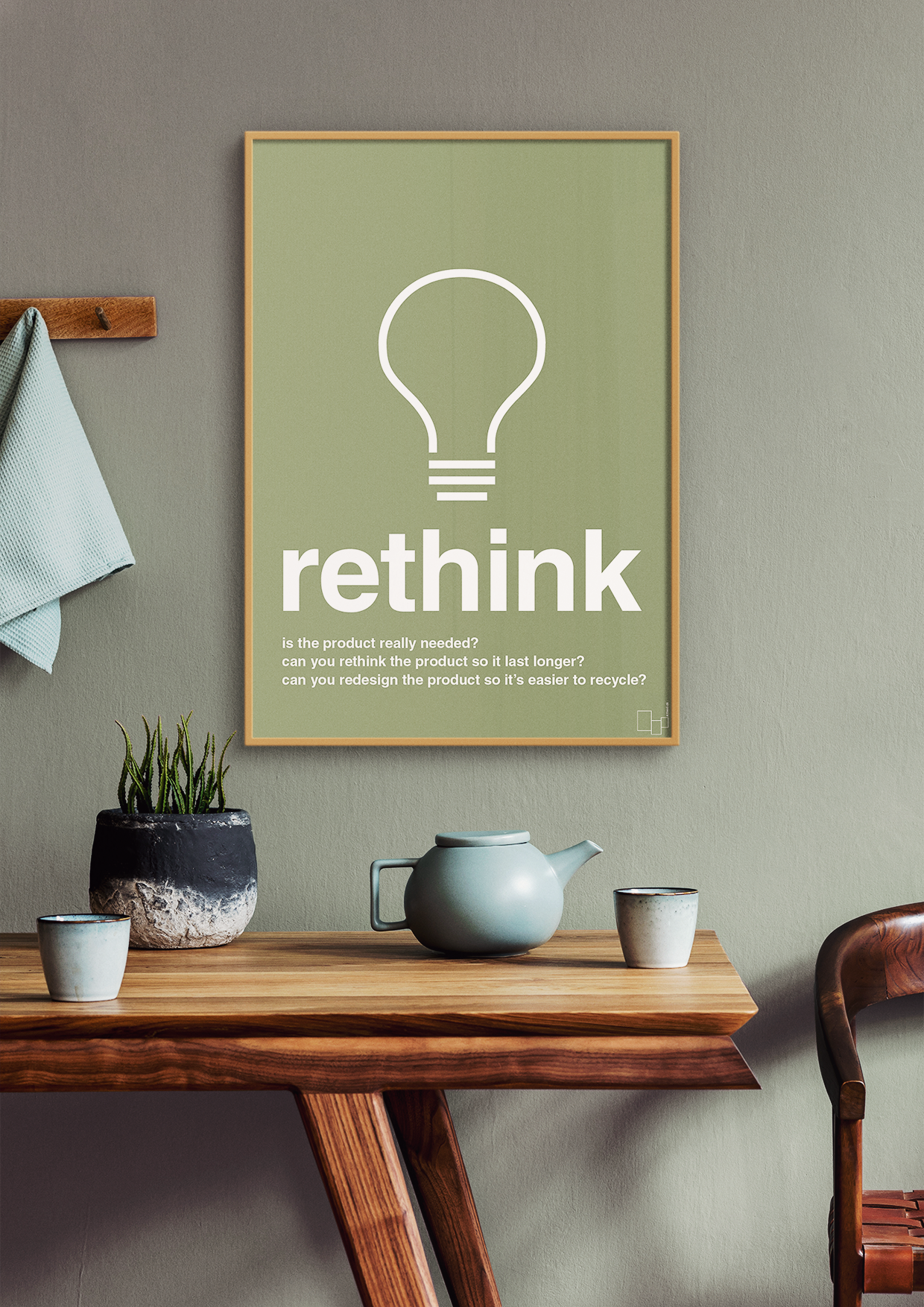 plakat: rethink - light rose-Miljø-A1two3