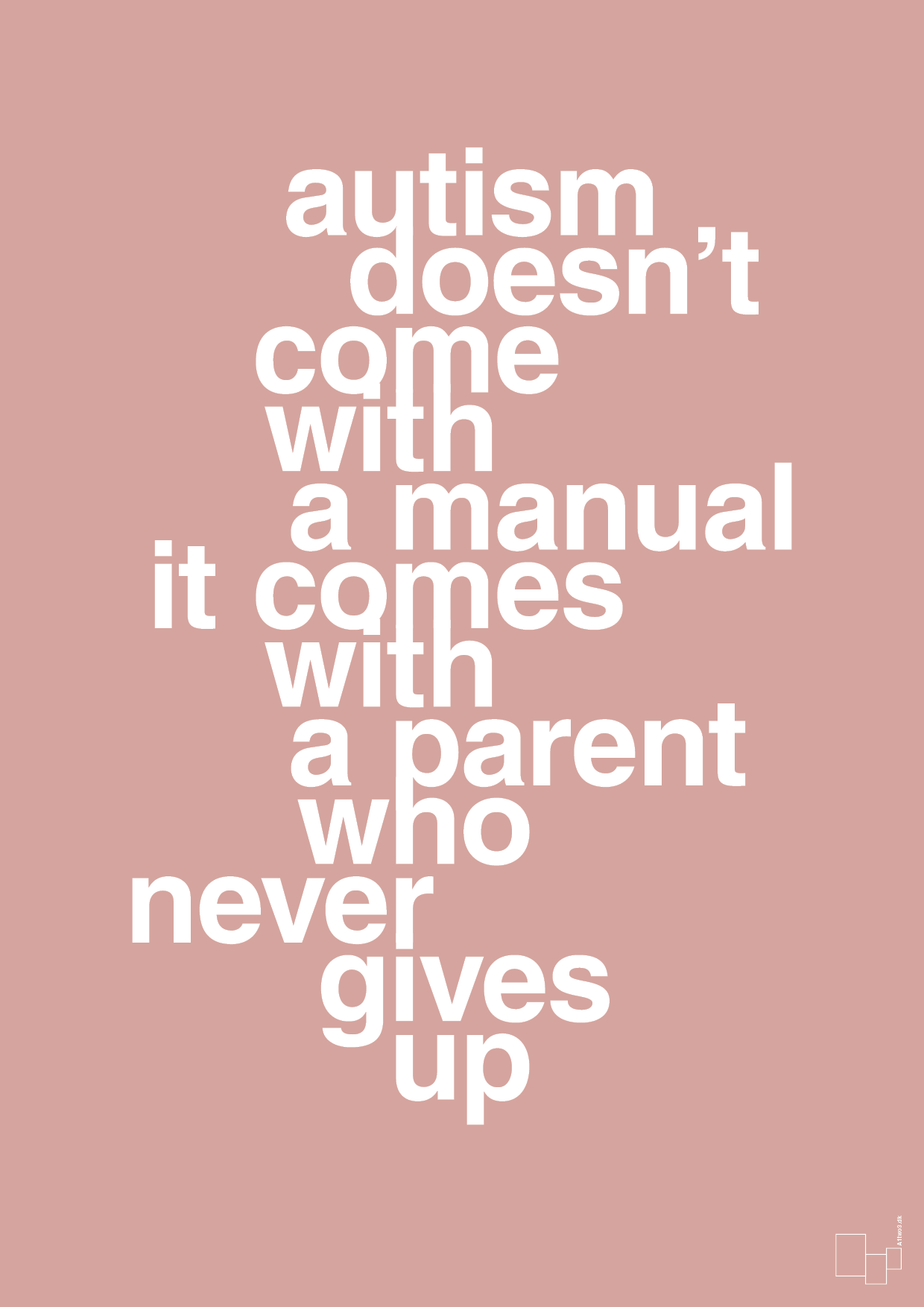 plakat: autism doesnt come with a manual it comes with a parent who never gives up - bubble shell-Autisme-A1two3