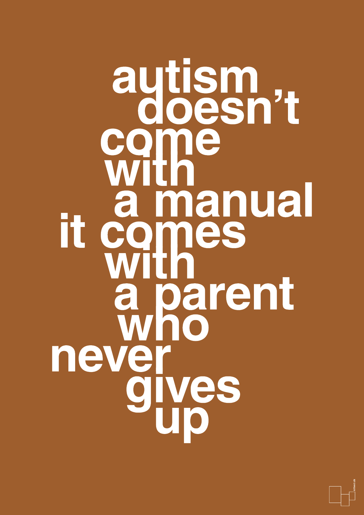 plakat: autism doesnt come with a manual it comes with a parent who never gives up - cognac-Autisme-A1two3