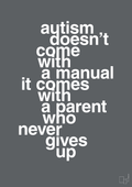 plakat: autism doesnt come with a manual it comes with a parent who never gives up - graphic charcoal-Autisme-A1two3