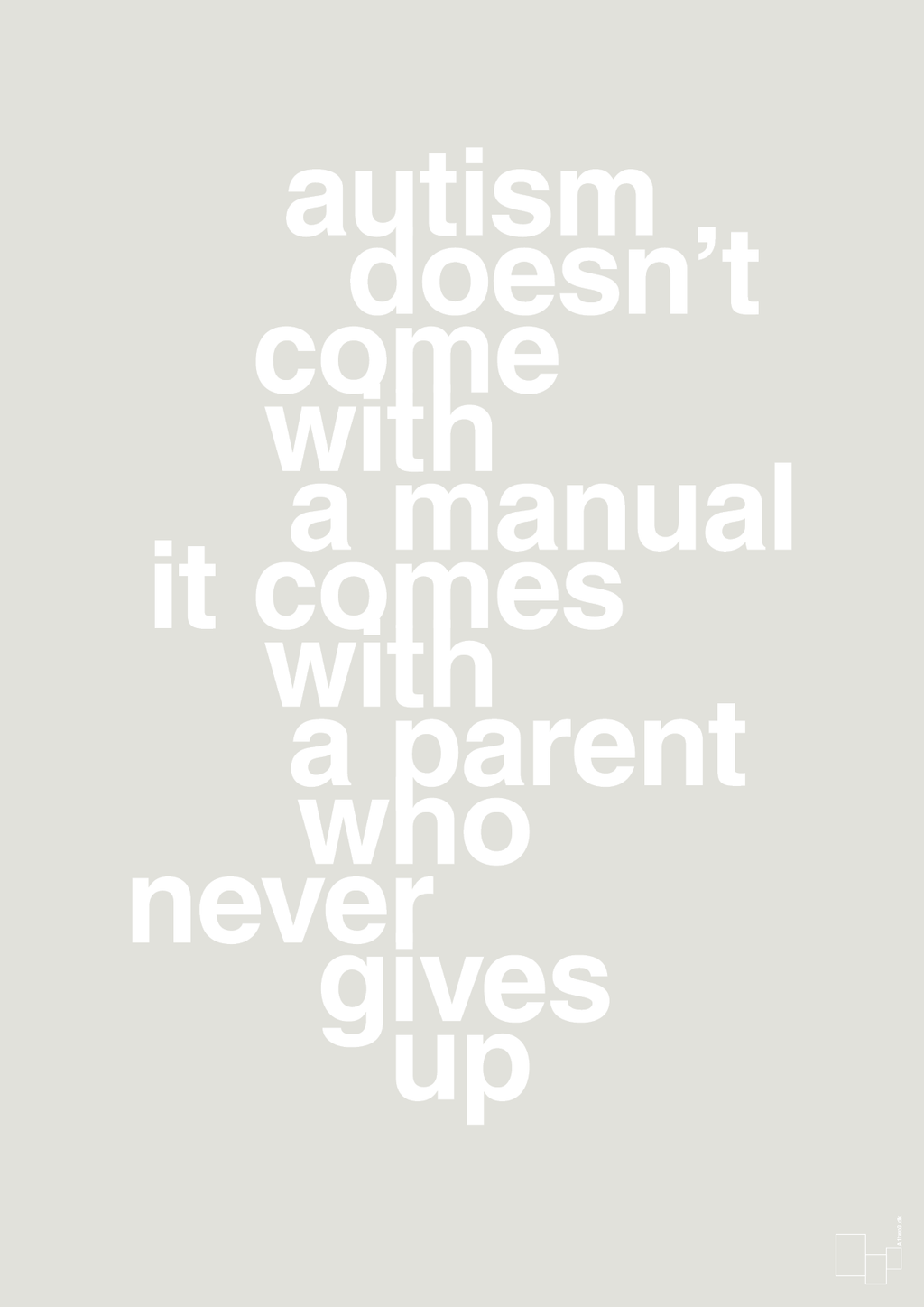 plakat: autism doesnt come with a manual it comes with a parent who never gives up - painters white-Autisme-A1two3