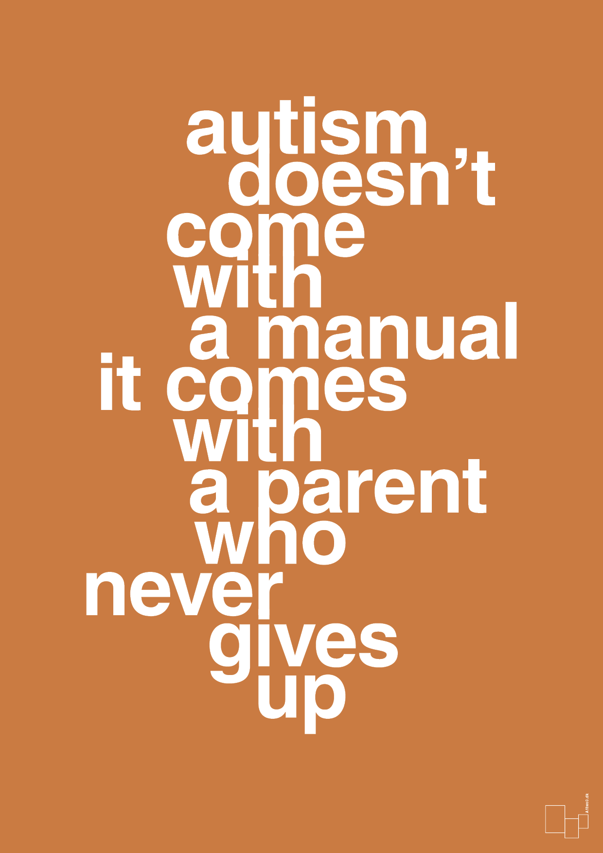 plakat: autism doesnt come with a manual it comes with a parent who never gives up - rumba orange-Autisme-A1two3