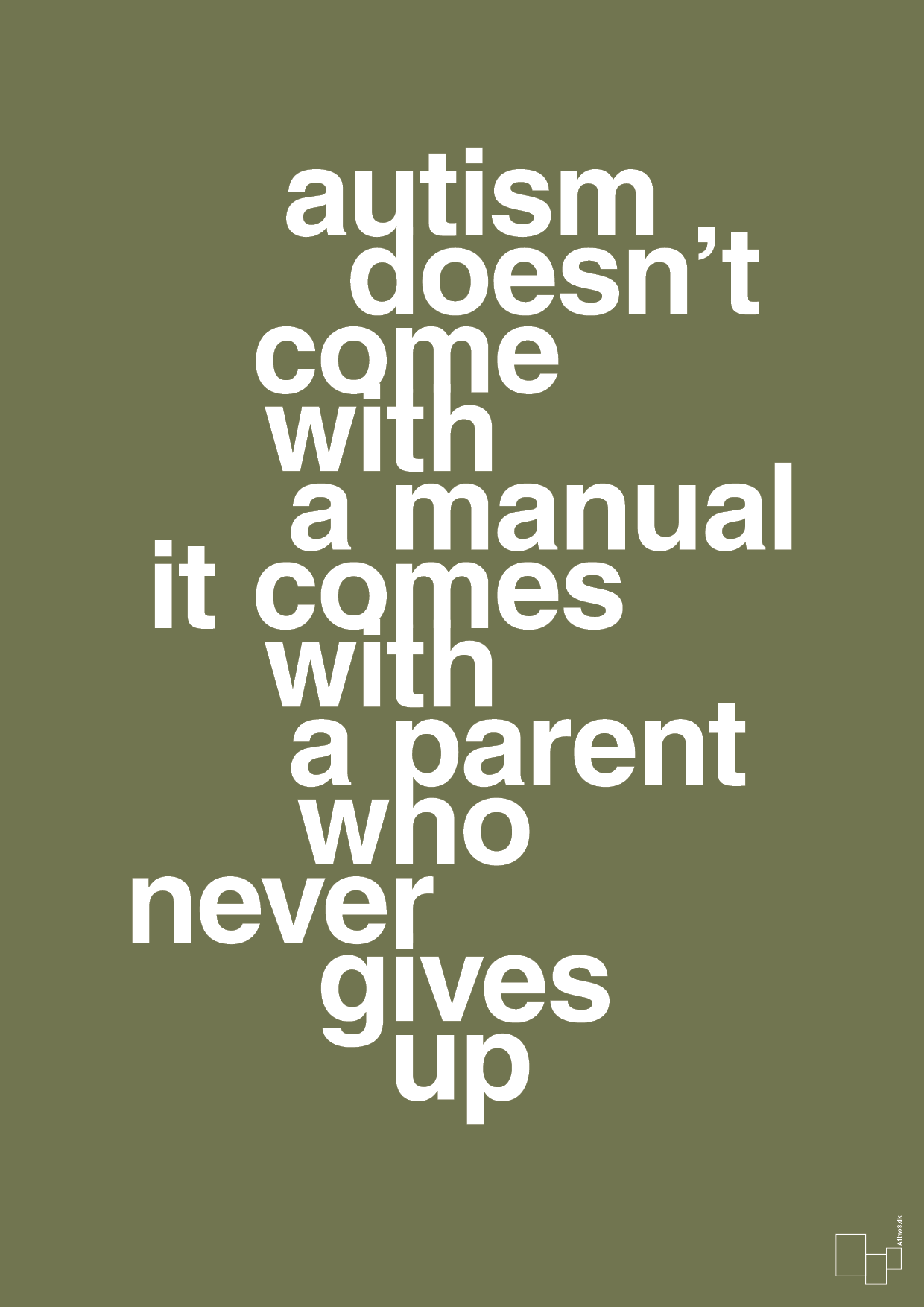 plakat: autism doesnt come with a manual it comes with a parent who never gives up - secret meadow-Autisme-A1two3