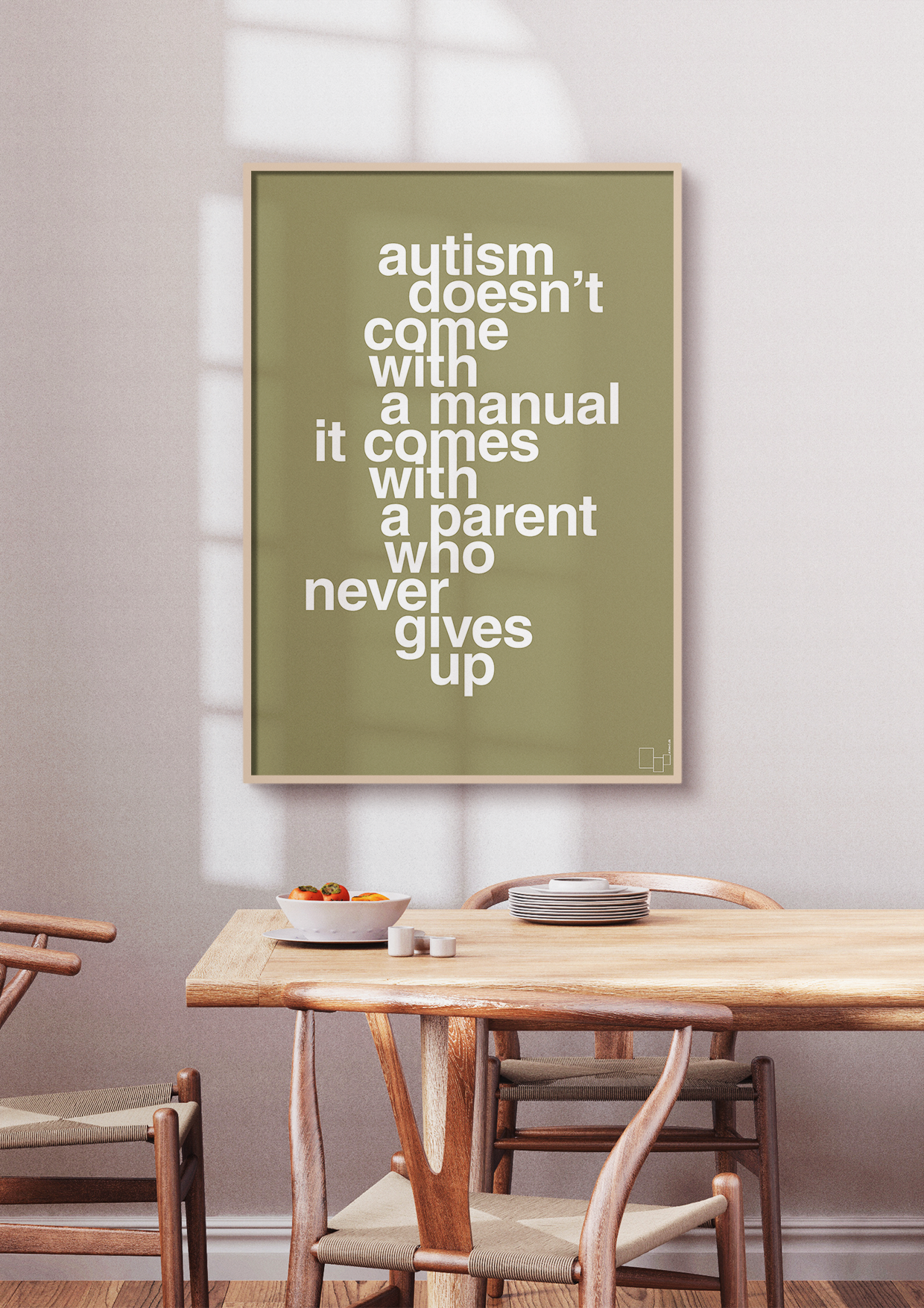 plakat: autism doesnt come with a manual it comes with a parent who never gives up - graphic charcoal-Autisme-A1two3