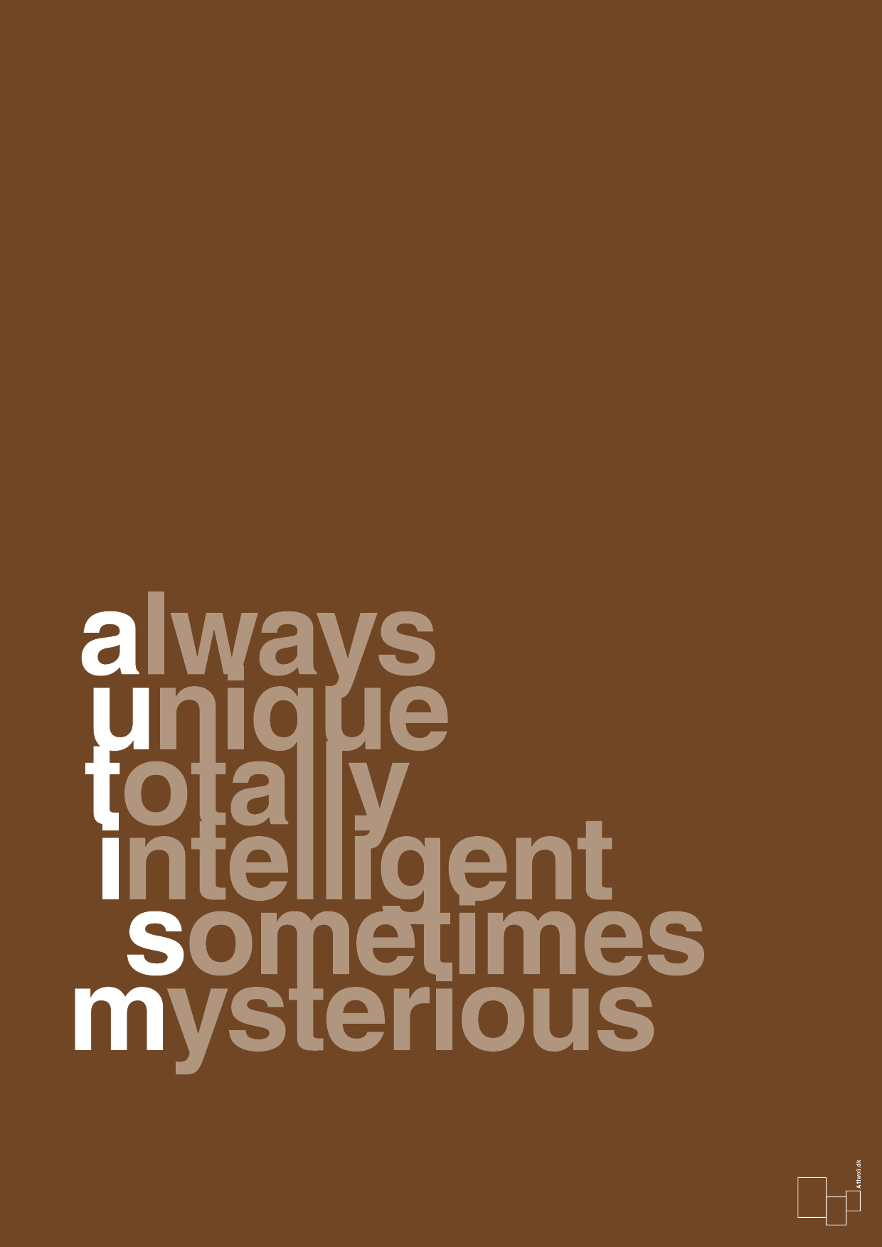 plakat: a-u-t-i-s-m - dark brown-Autisme-A1two3