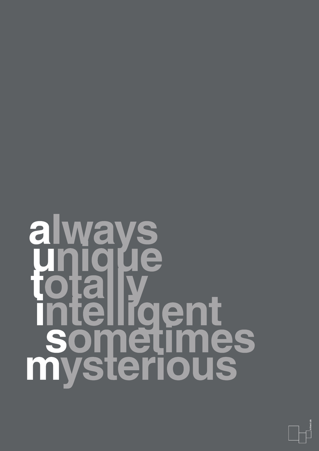 plakat: a-u-t-i-s-m - graphic charcoal-Autisme-A1two3
