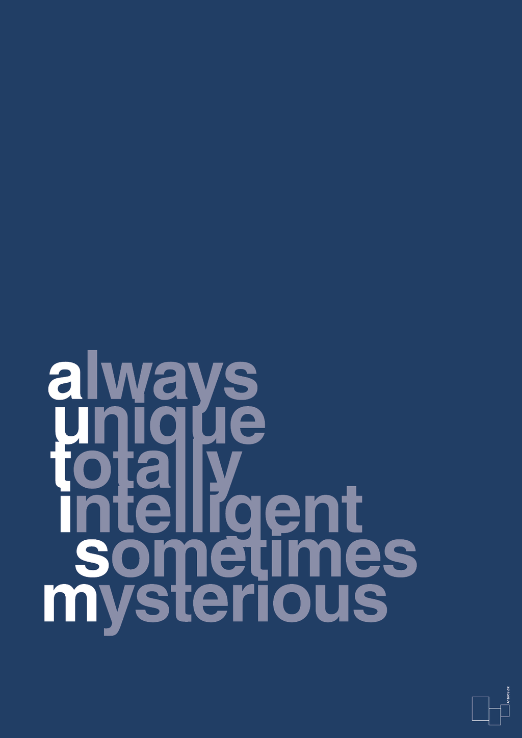 plakat: a-u-t-i-s-m - lapis blue-Autisme-A1two3