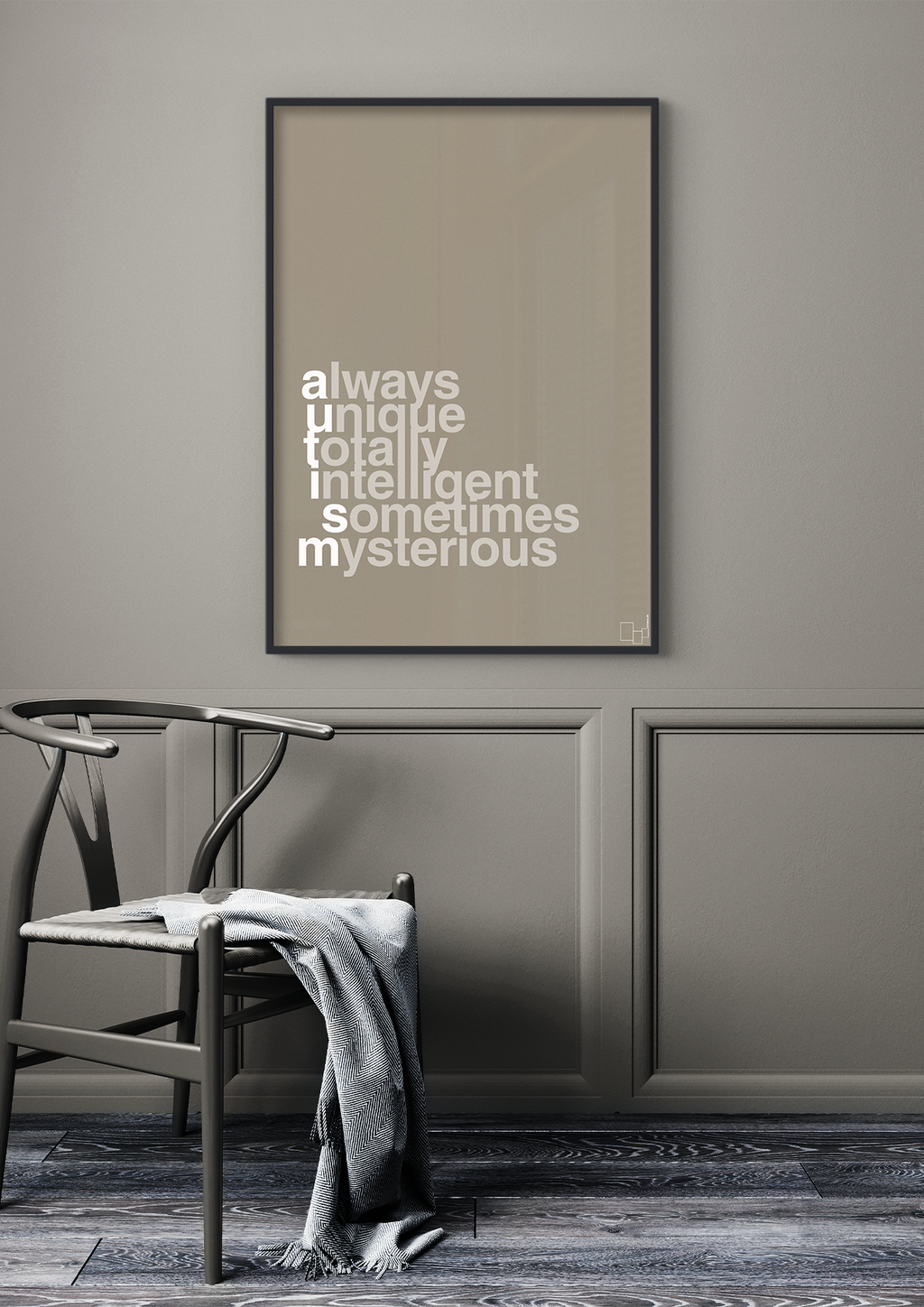 plakat: a-u-t-i-s-m - graphic charcoal-Autisme-A1two3