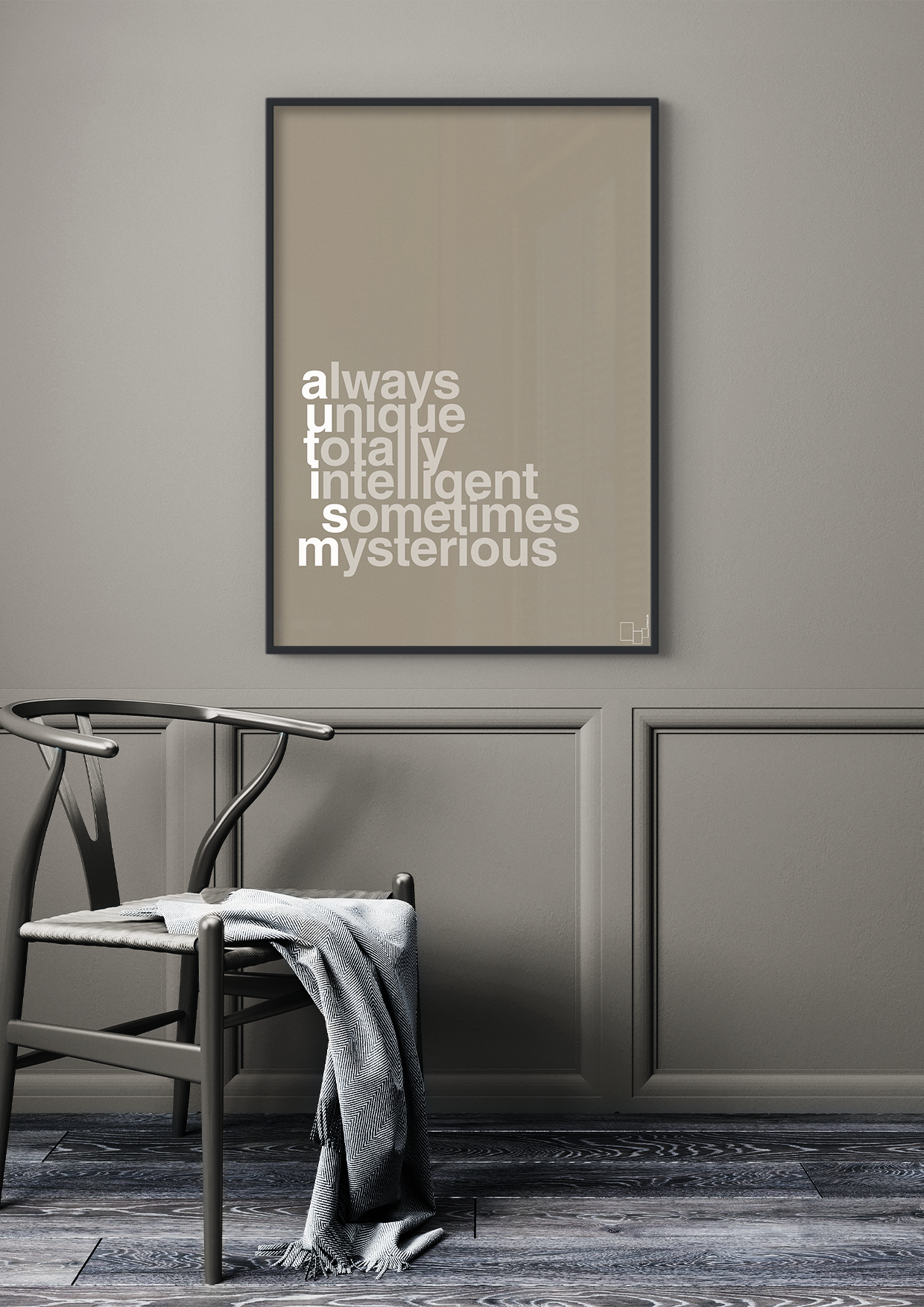 plakat: a-u-t-i-s-m - graphic charcoal-Autisme-A1two3