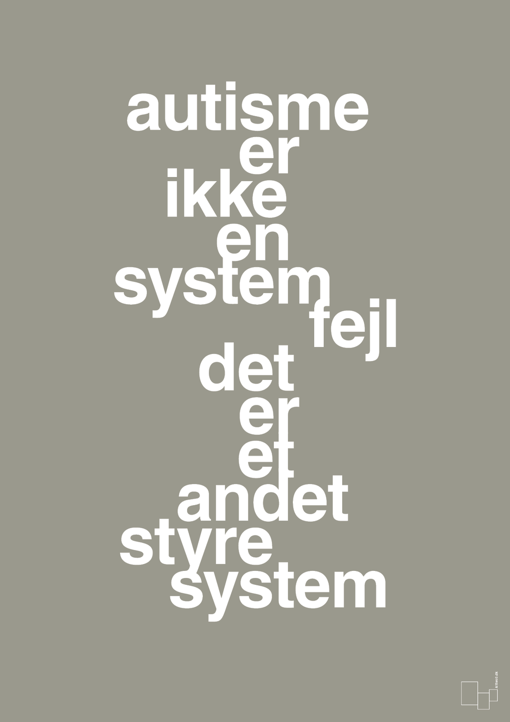 plakat: autisme er ikke en systemfejl - battleship gray-Autisme-A1two3