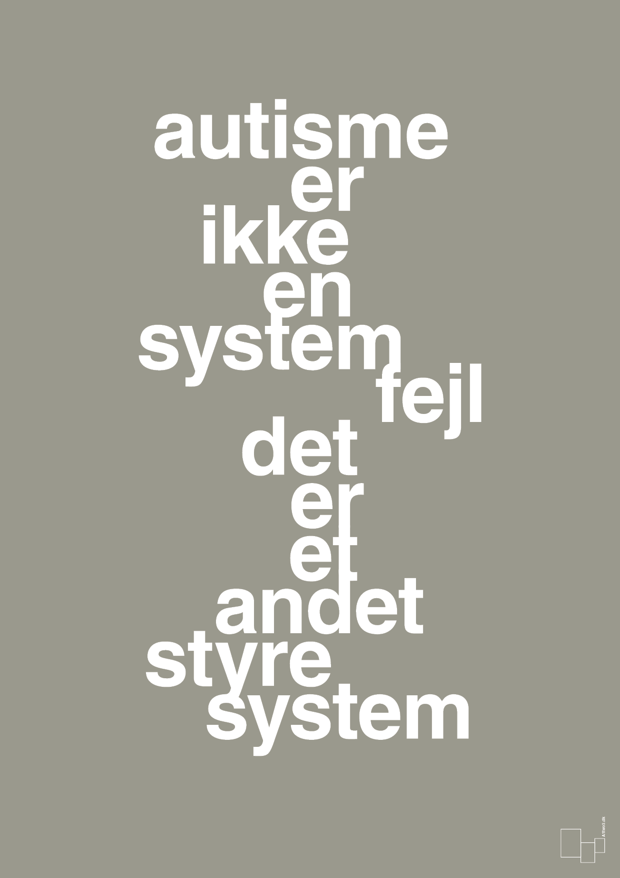 plakat: autisme er ikke en systemfejl - battleship gray-Autisme-A1two3