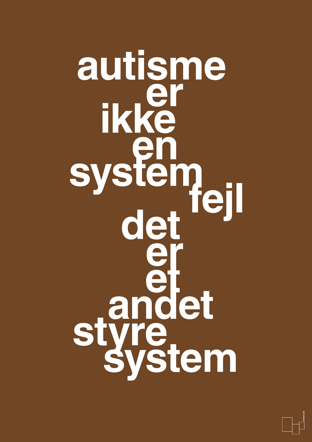 plakat: autisme er ikke en systemfejl - dark brown-Autisme-A1two3