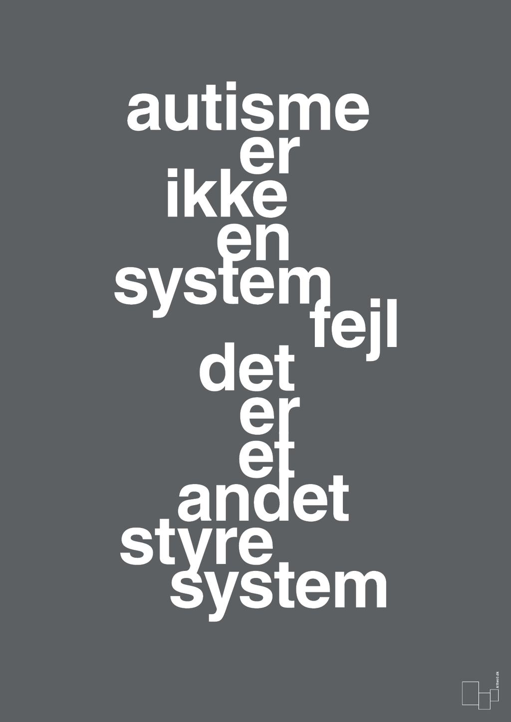 plakat: autisme er ikke en systemfejl - graphic charcoal-Autisme-A1two3