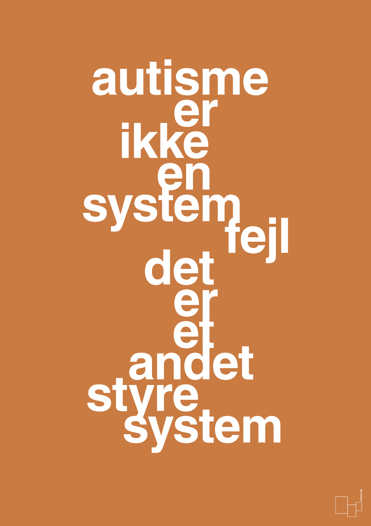plakat: autisme er ikke en systemfejl - rumba orange-Autisme-A1two3
