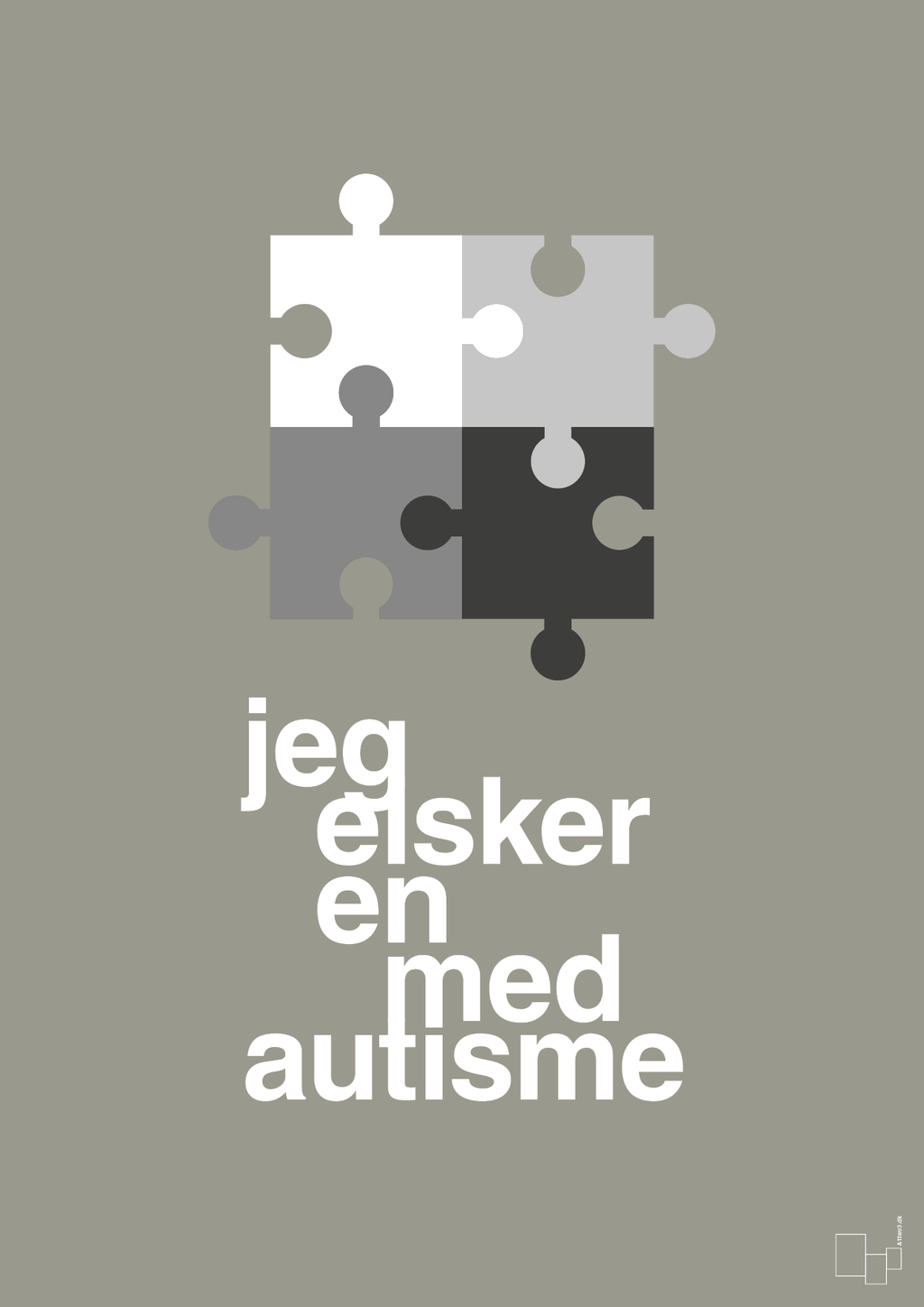plakat: jeg elsker en med autisme - battleship gray-Autisme-A1two3