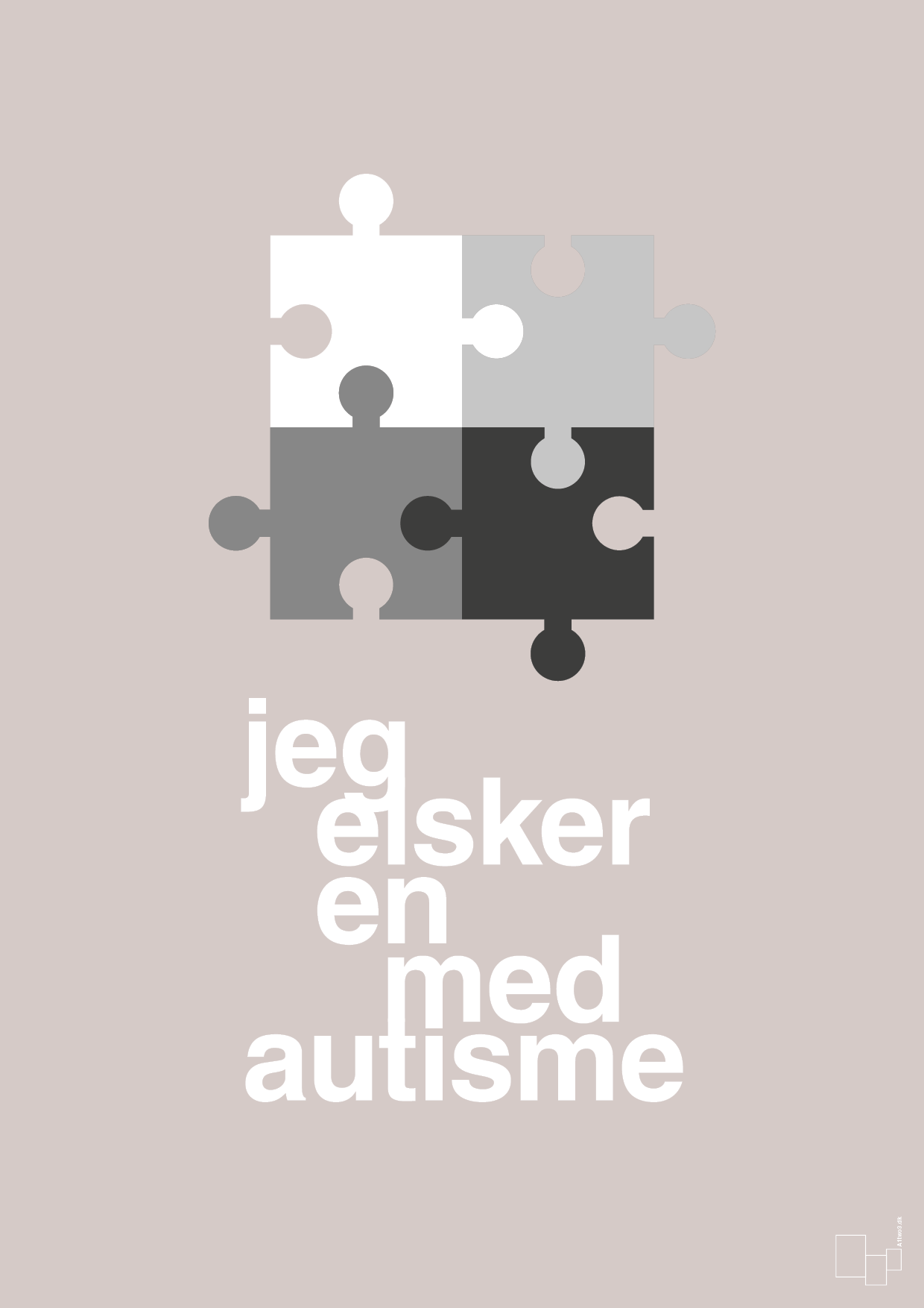 plakat: jeg elsker en med autisme - broken beige-Autisme-A1two3