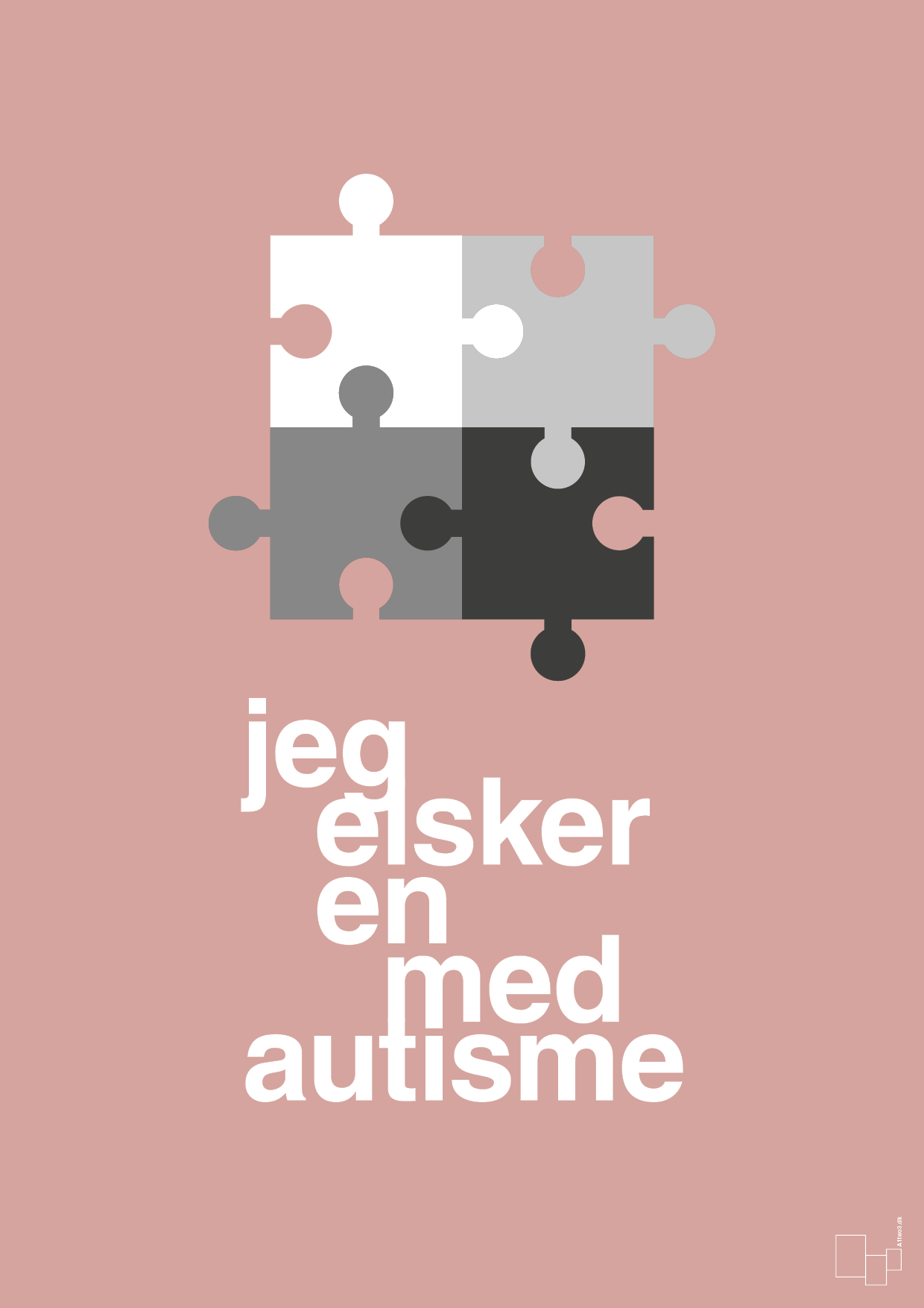plakat: jeg elsker en med autisme - bubble shell-Autisme-A1two3