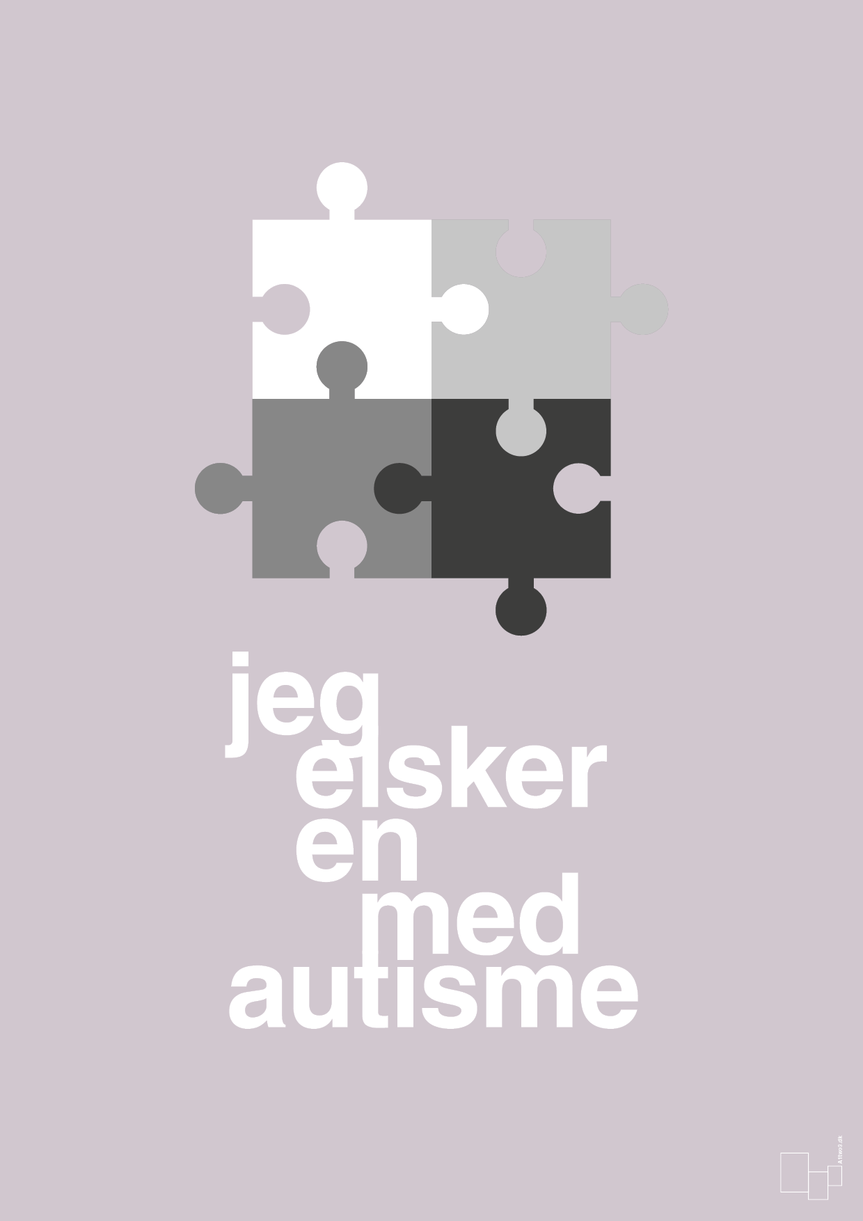 plakat: jeg elsker en med autisme - dusty lilac-Autisme-A1two3