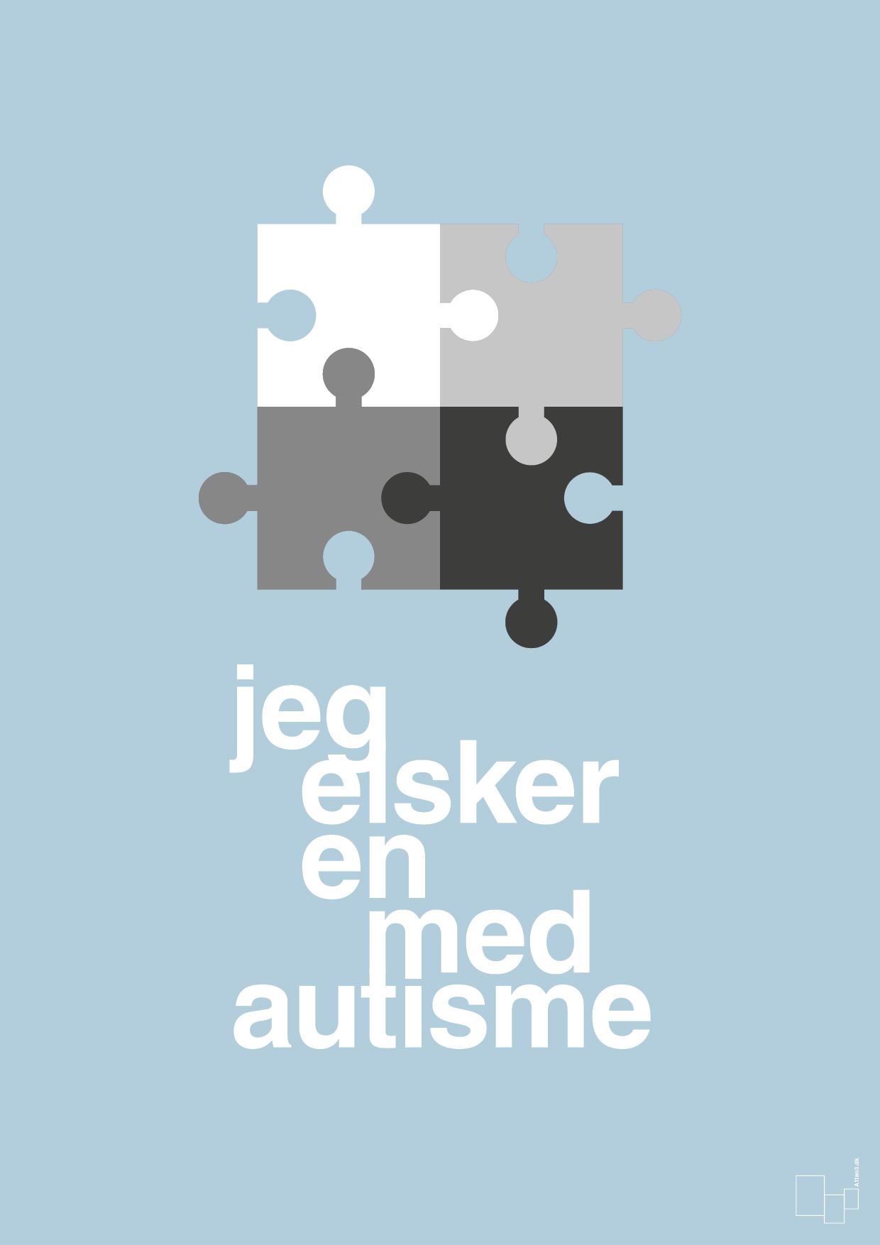 plakat: jeg elsker en med autisme - heavenly blue-Autisme-A1two3