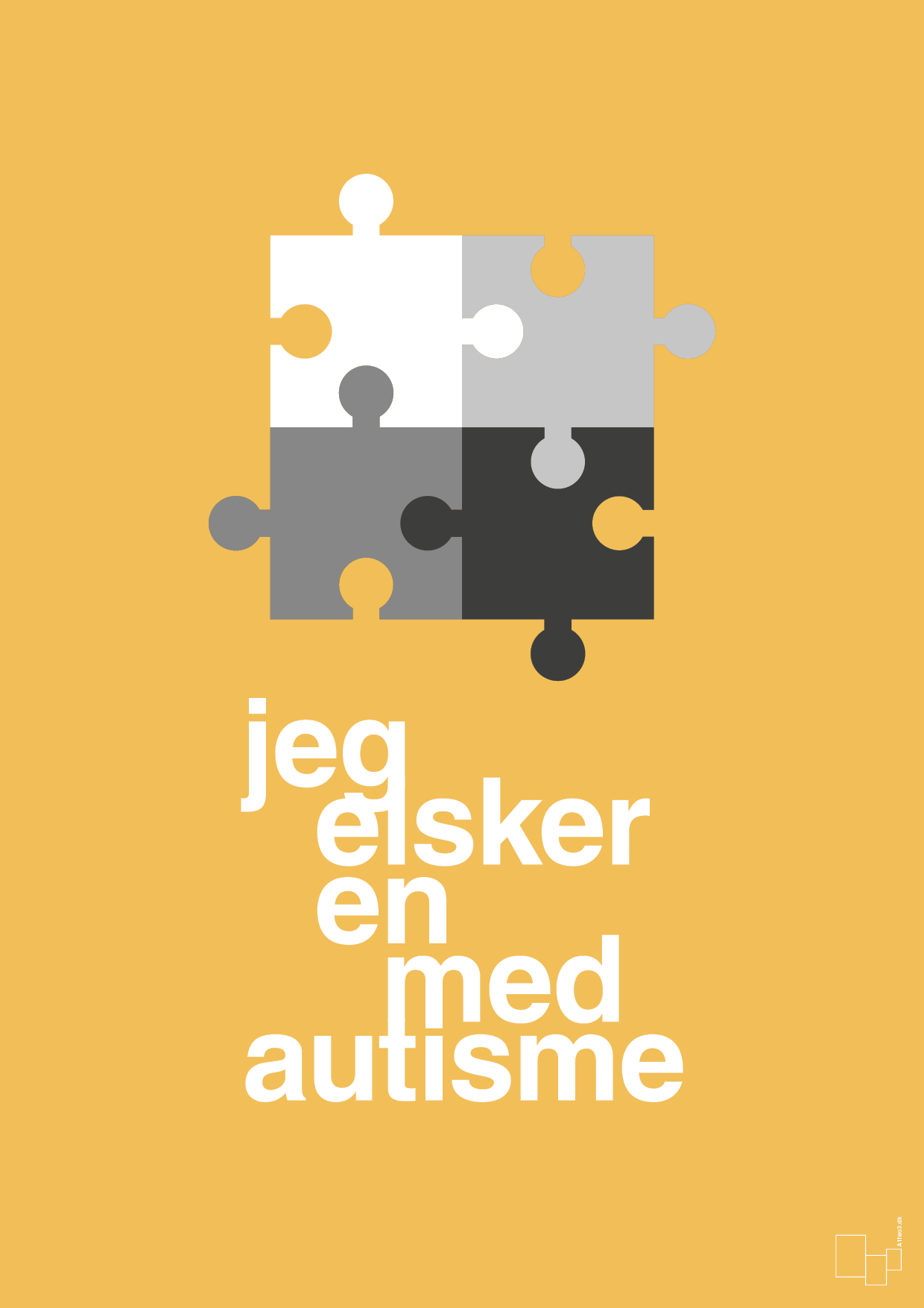 plakat: jeg elsker en med autisme - honeycomb-Autisme-A1two3