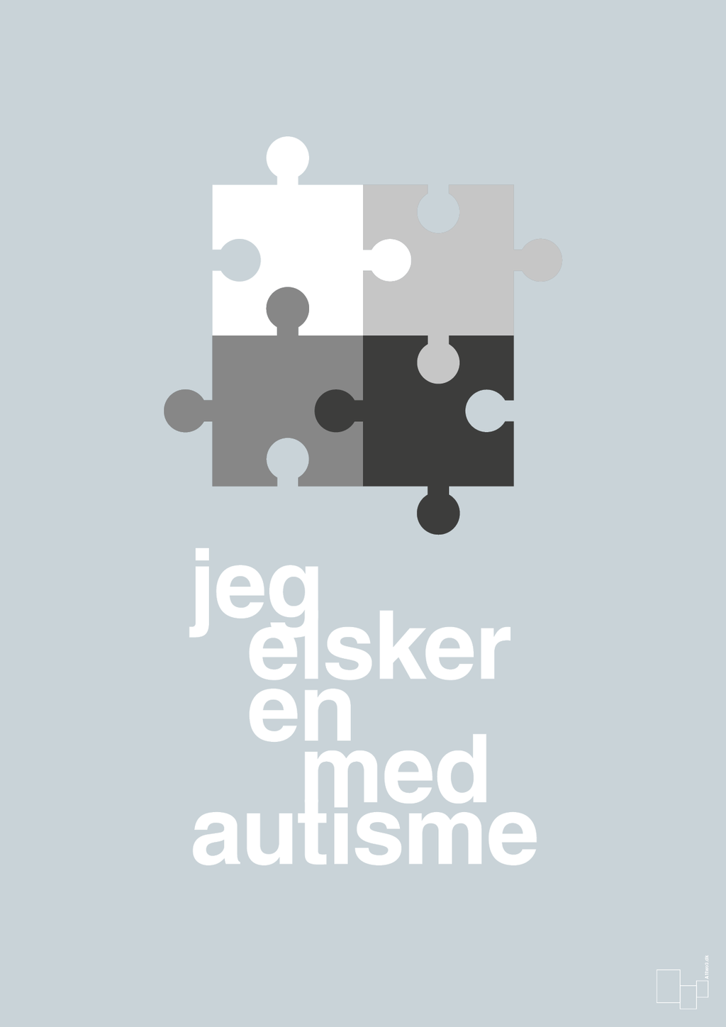 plakat: jeg elsker en med autisme - light drizzle-Autisme-A1two3