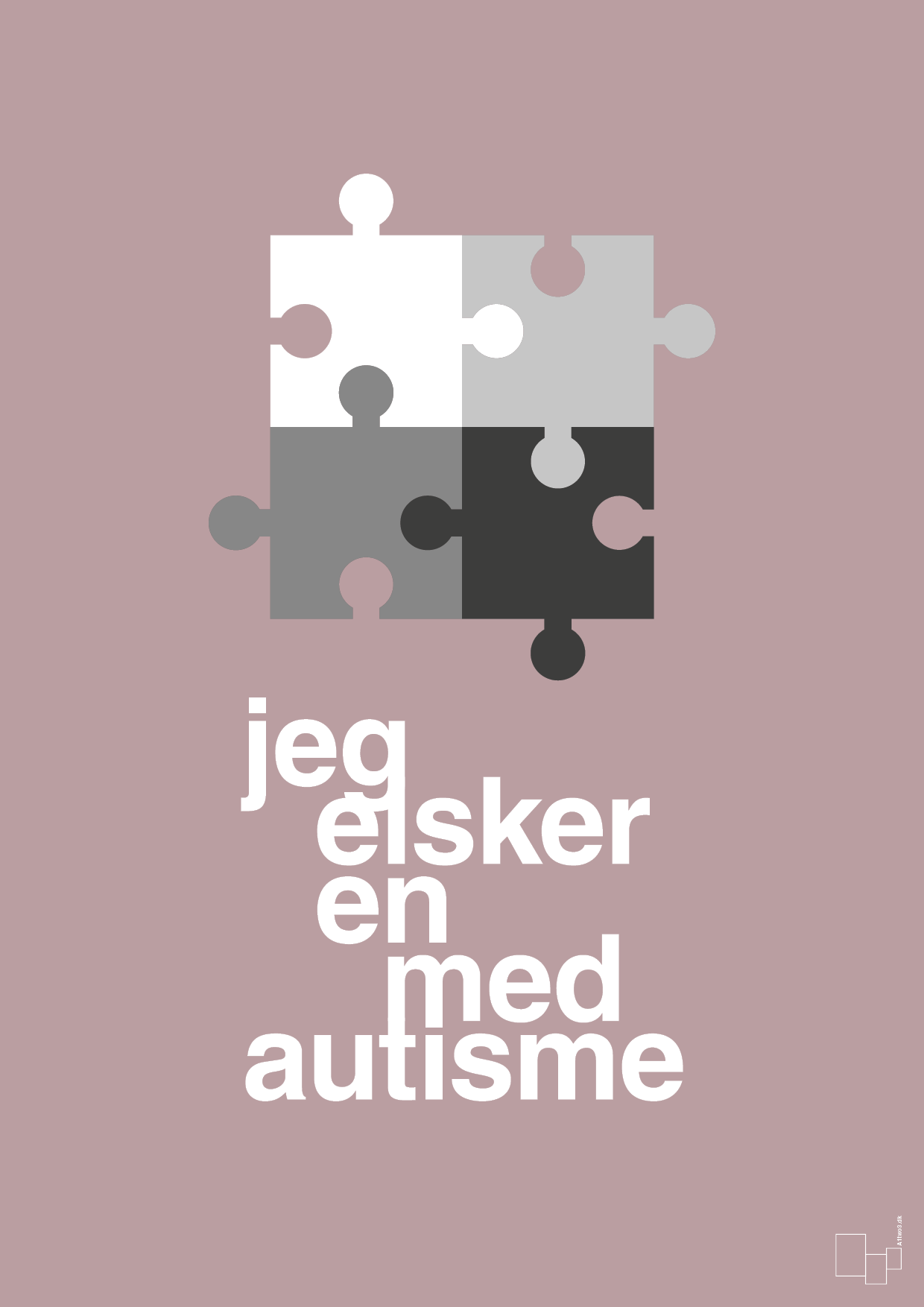 plakat: jeg elsker en med autisme - light rose-Autisme-A1two3