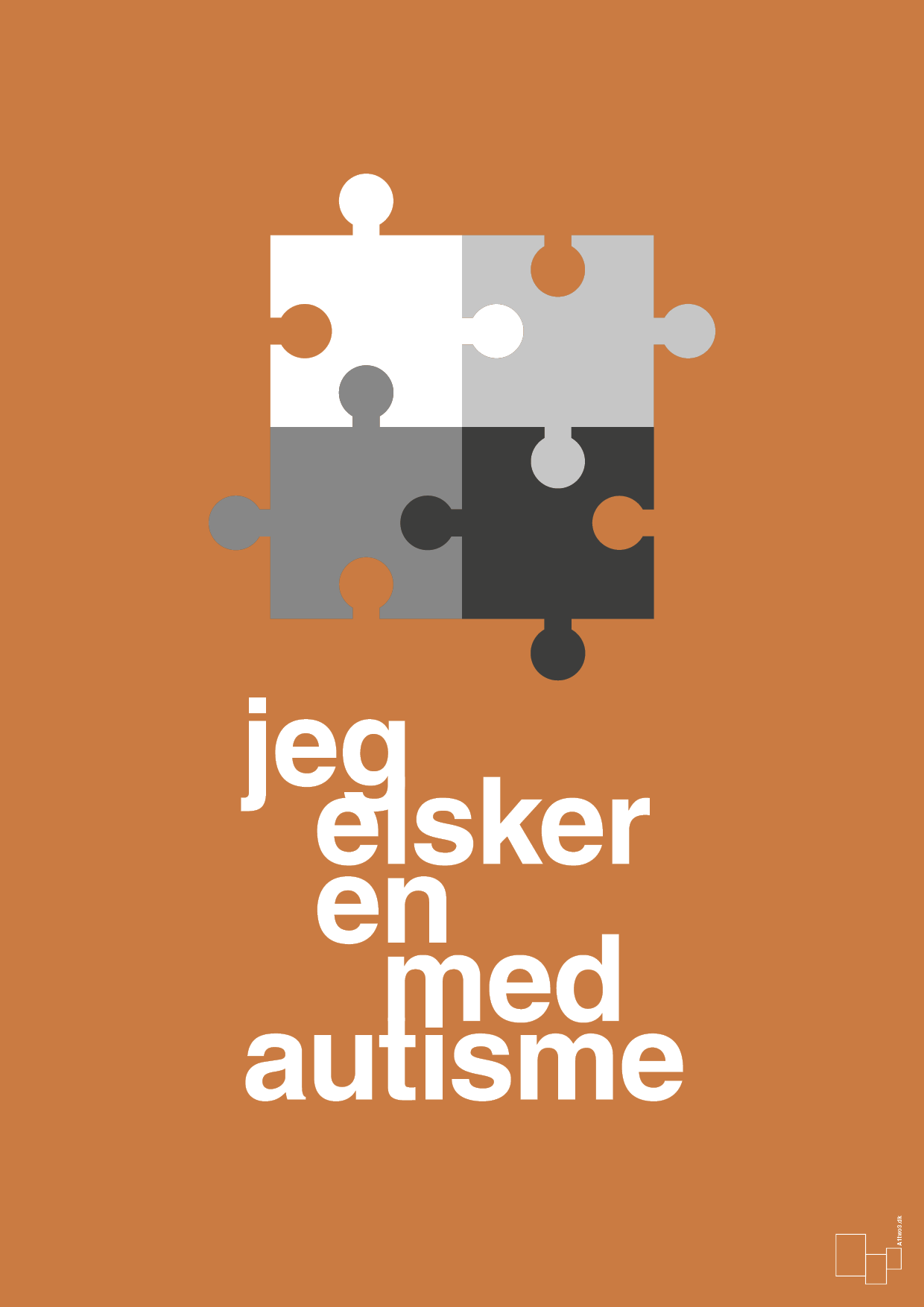 plakat: jeg elsker en med autisme - rumba orange-Autisme-A1two3