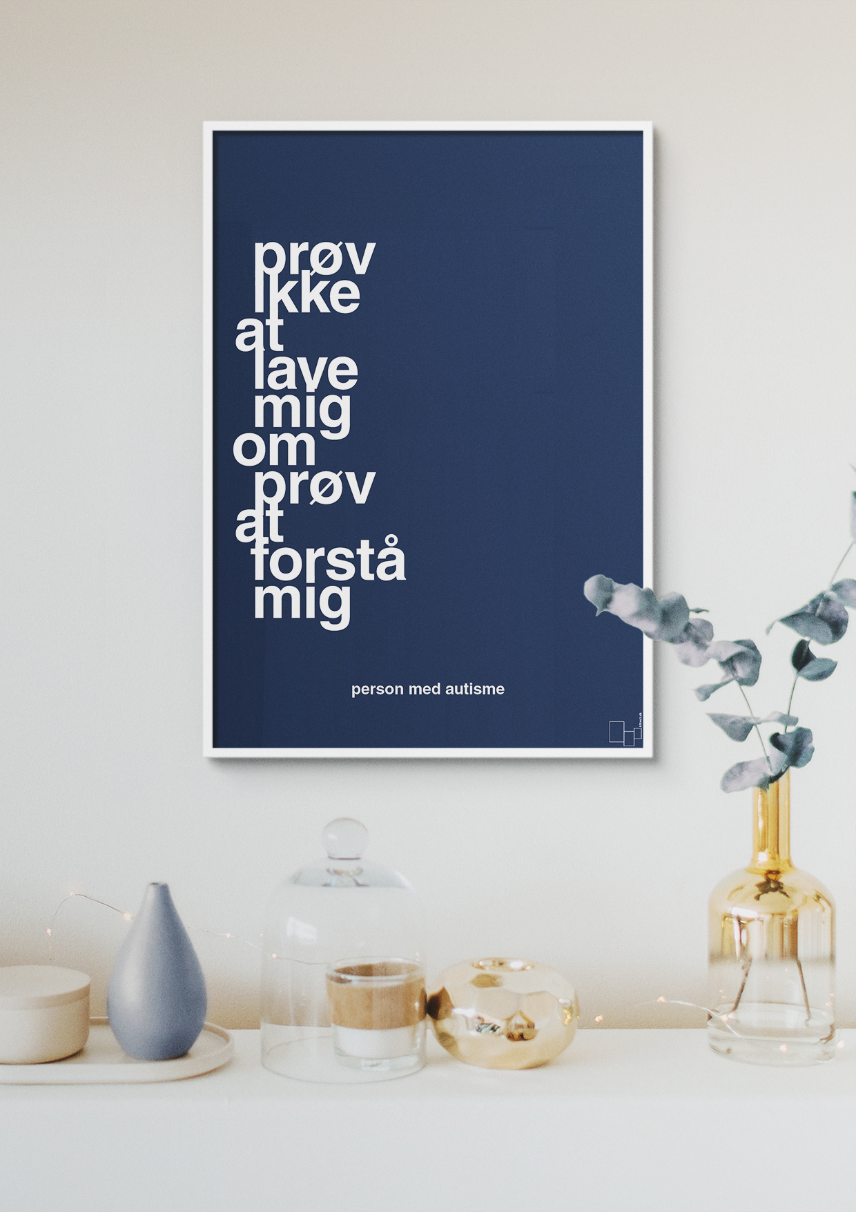 plakat: prøv ikke at lave mig om prøv at forstå mig - graphic charcoal-Autisme-A1two3