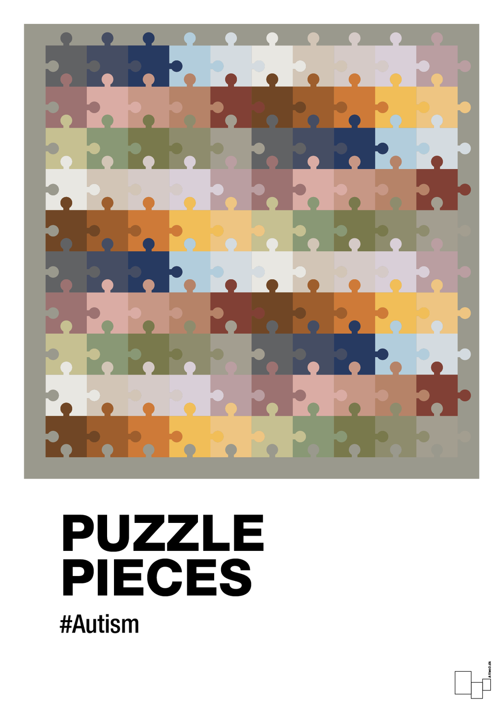 plakat: puzzle pieces - battleship gray-Autisme-A1two3