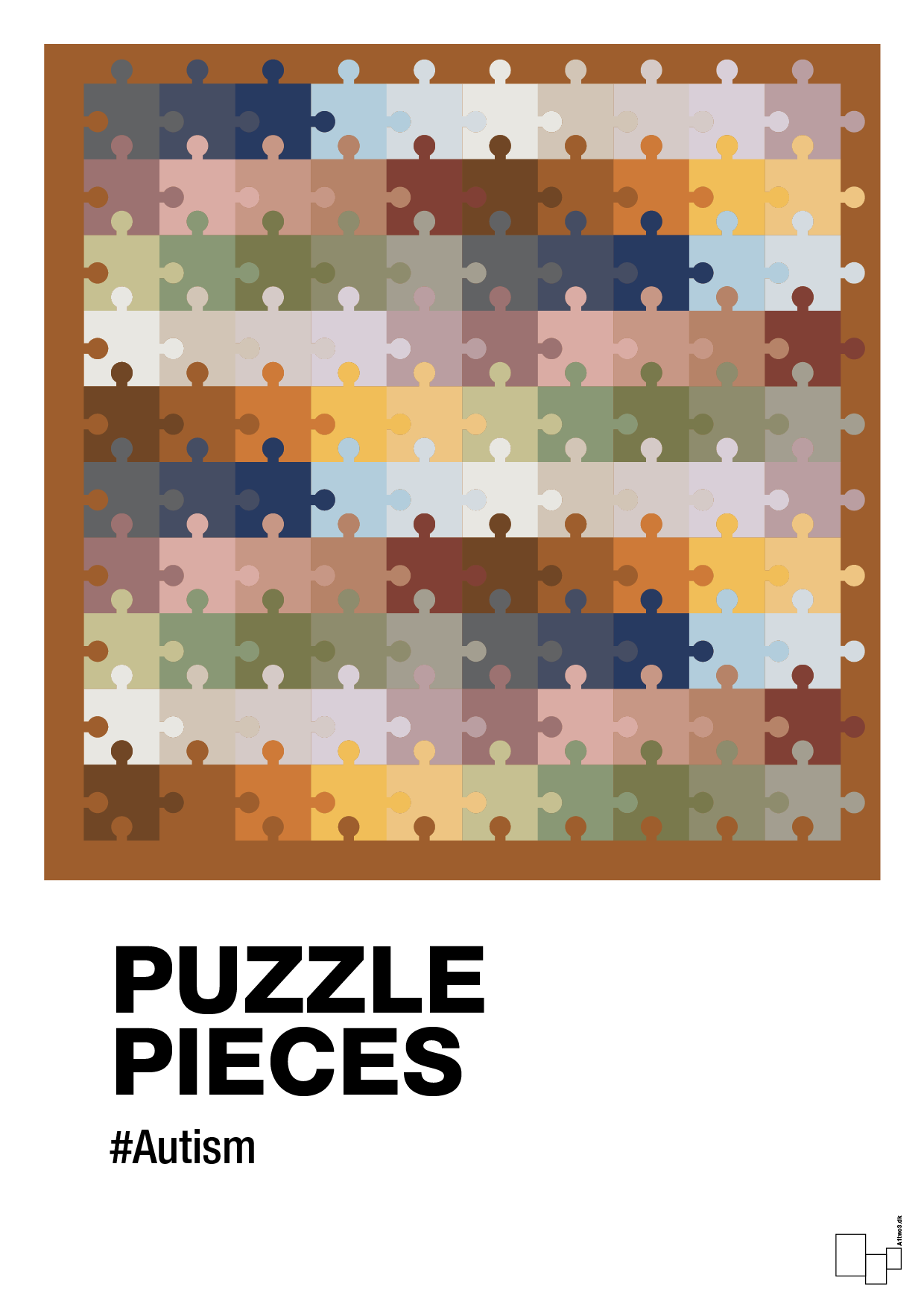 plakat: puzzle pieces - cognac-Autisme-A1two3