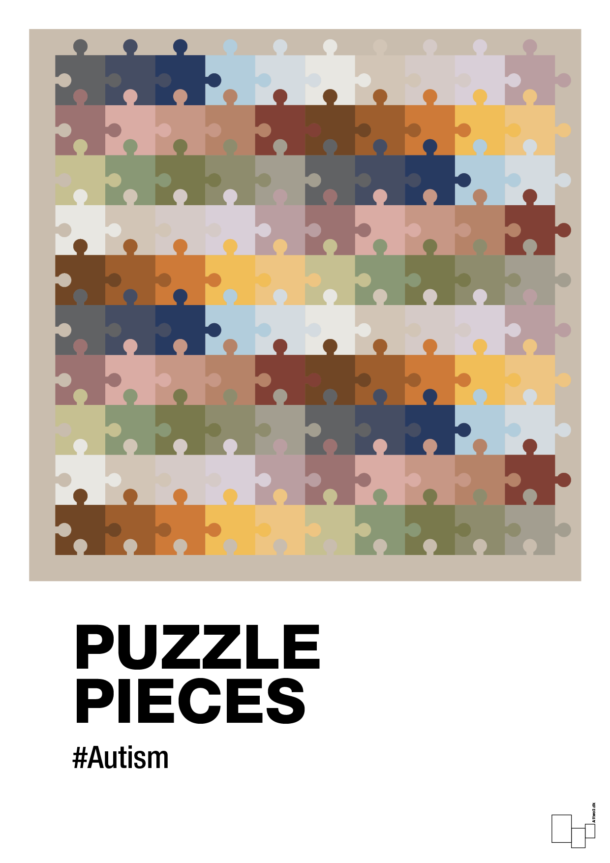 plakat: puzzle pieces - creamy mushroom-Autisme-A1two3