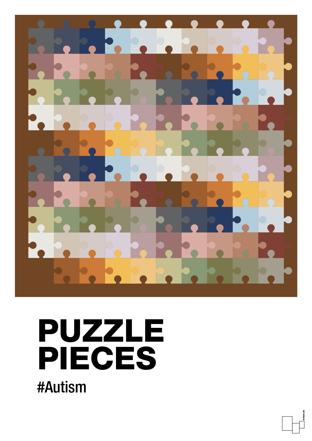 plakat: puzzle pieces - dark brown-Autisme-A1two3