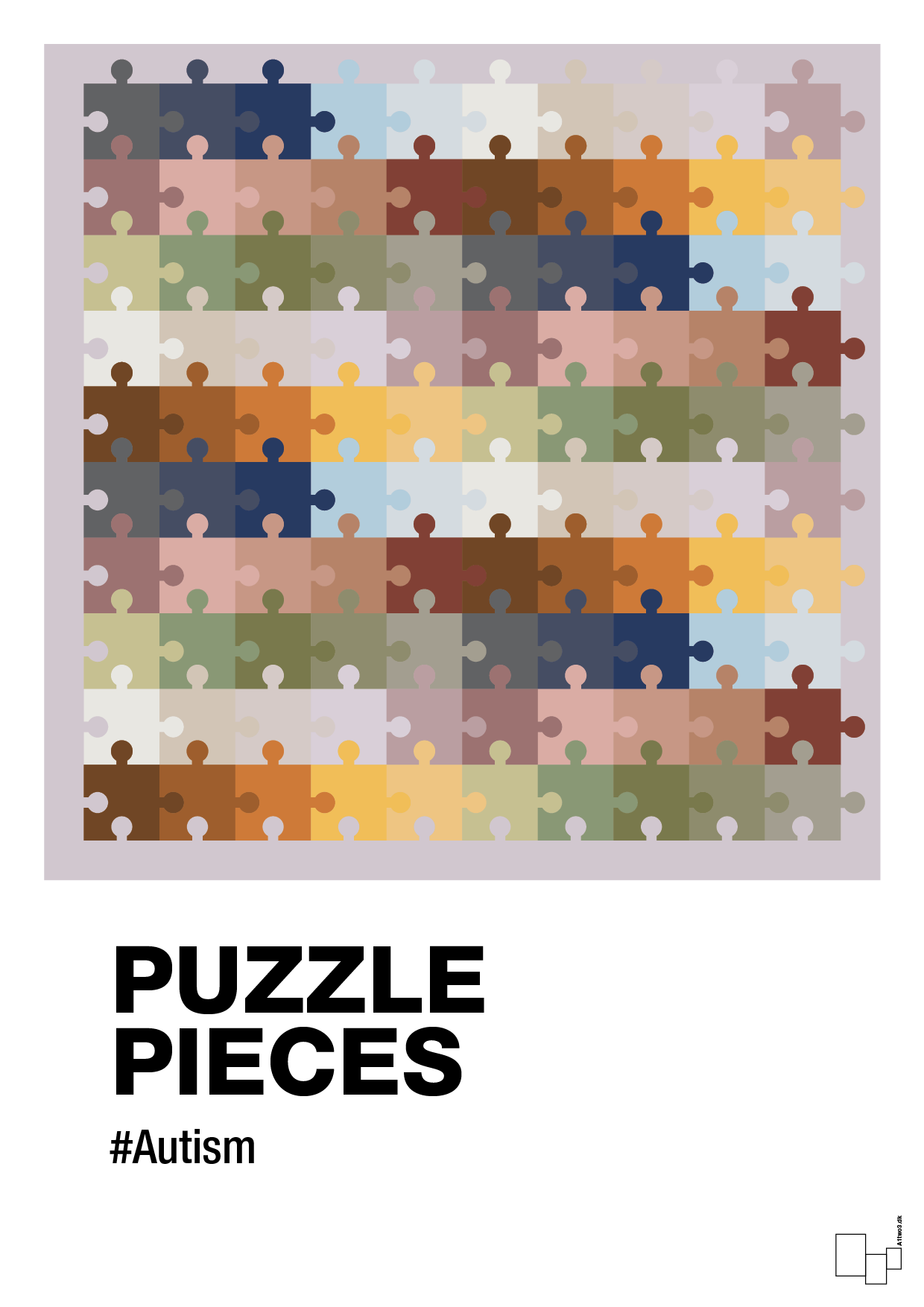 plakat: puzzle pieces - dusty lilac-Autisme-A1two3