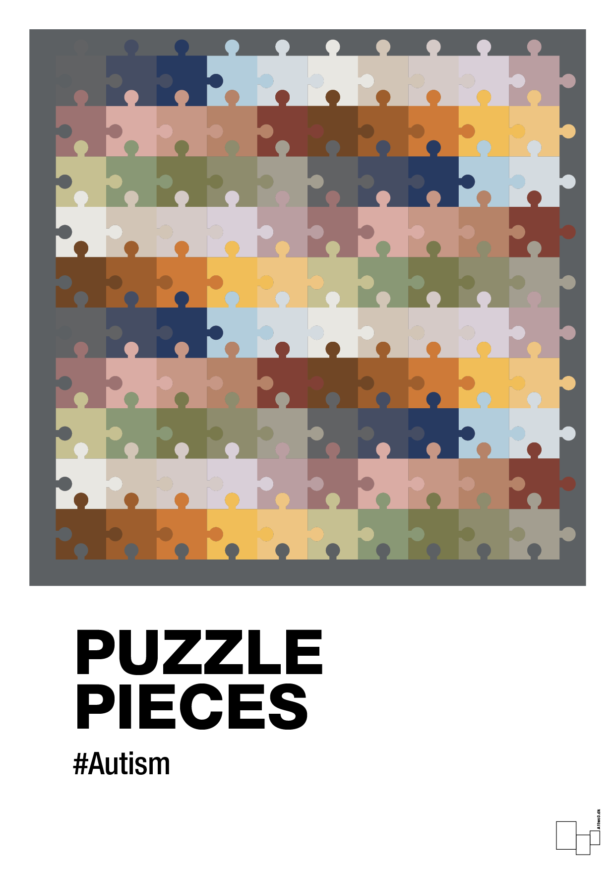 plakat: puzzle pieces - graphic charcoal-Autisme-A1two3