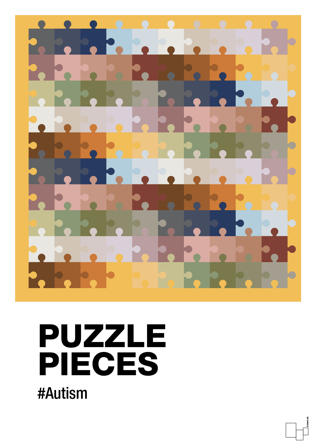 plakat: puzzle pieces - honeycomb-Autisme-A1two3