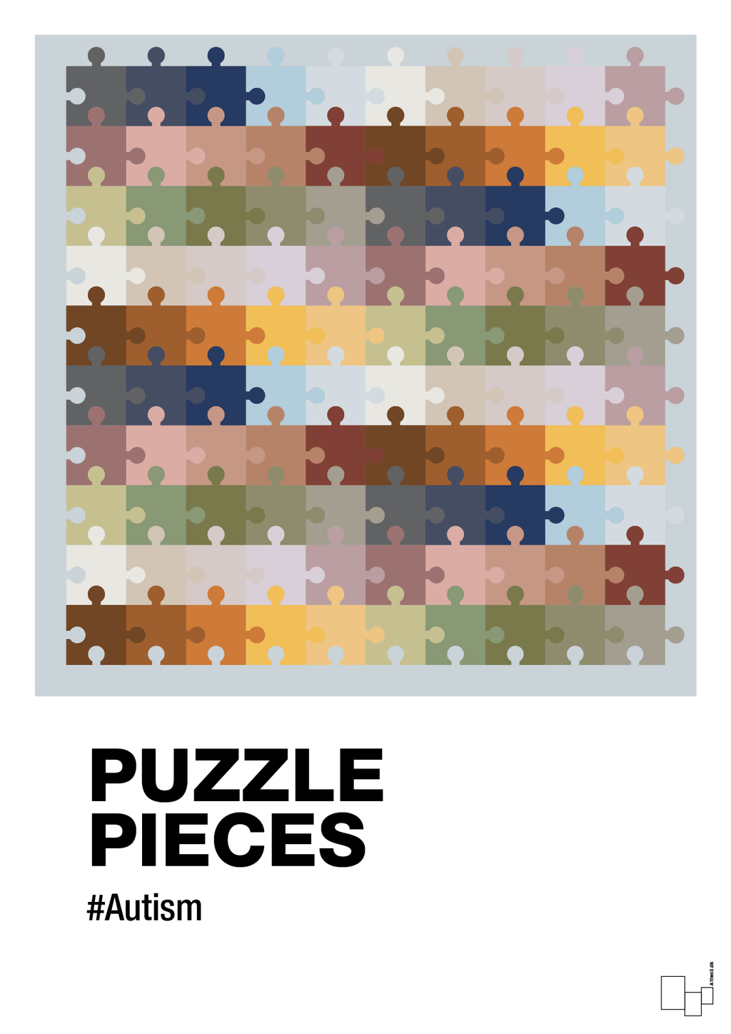 plakat: puzzle pieces - light drizzle-Autisme-A1two3
