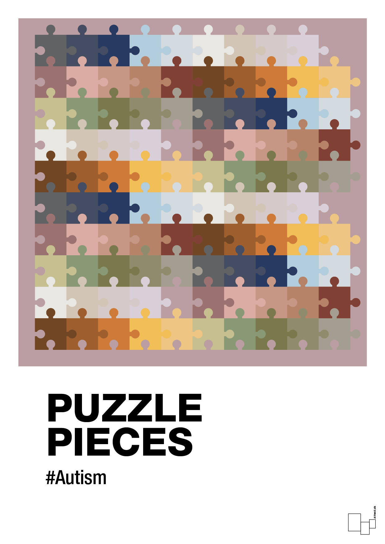 plakat: puzzle pieces - light rose-Autisme-A1two3