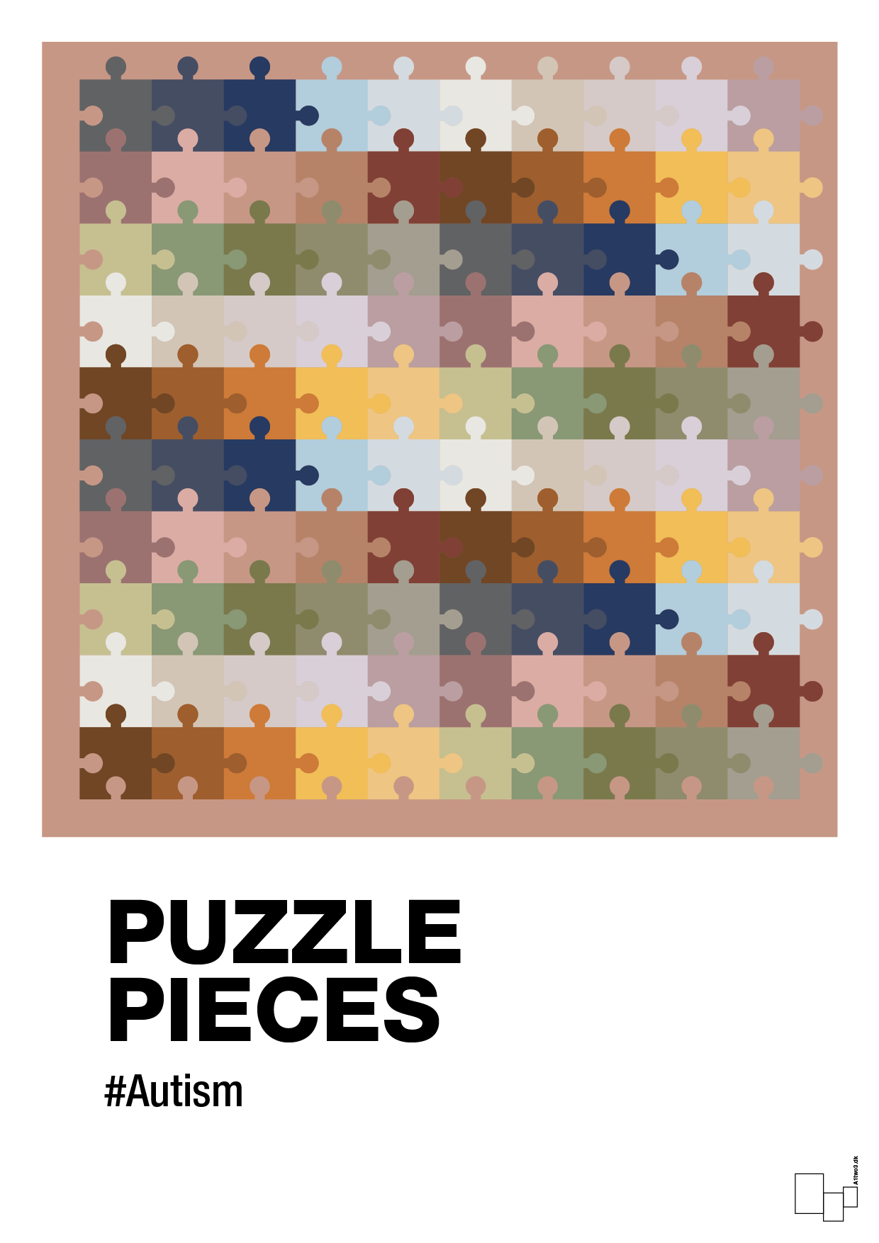 plakat: puzzle pieces - powder-Autisme-A1two3