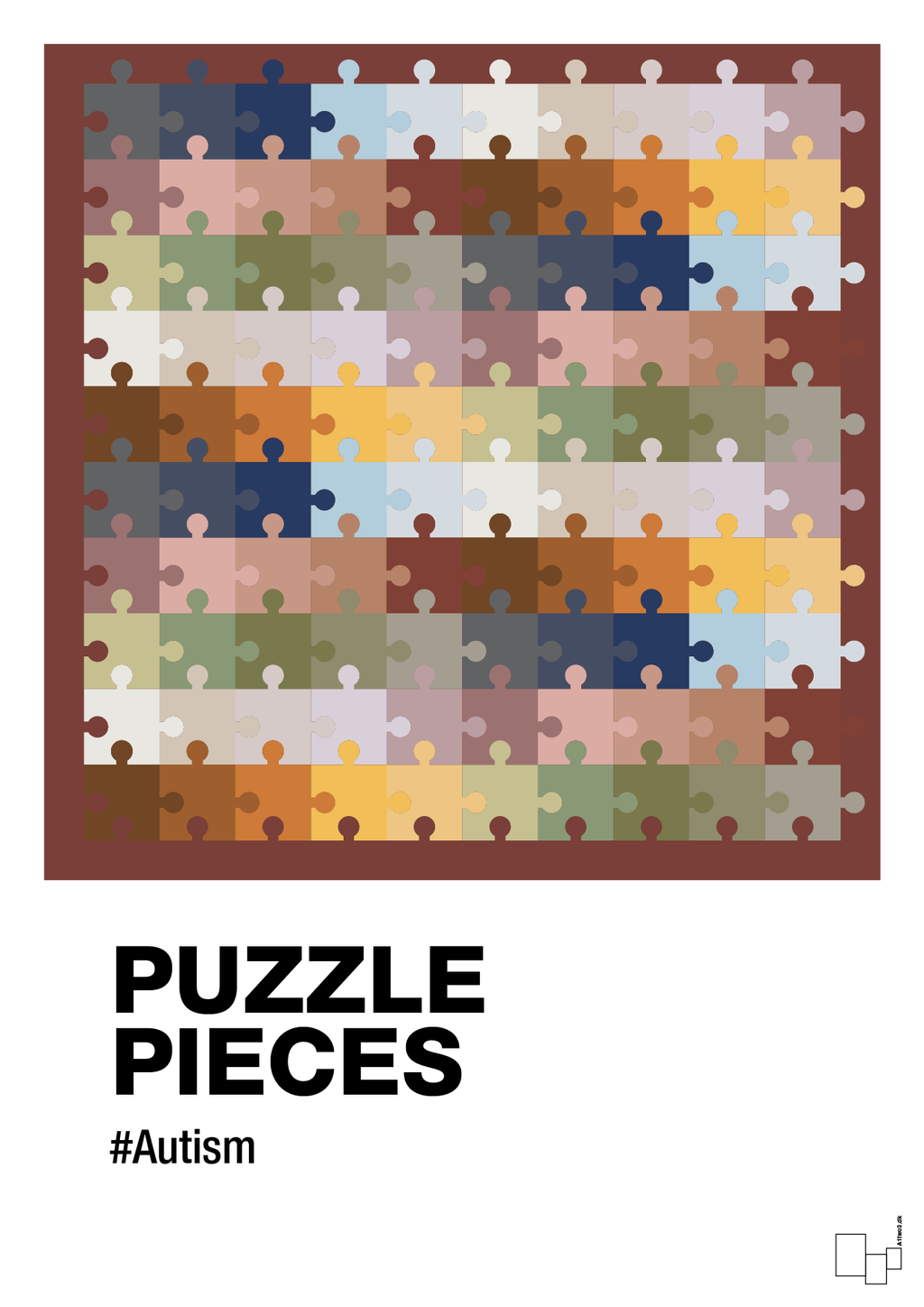 plakat: puzzle pieces - red pepper-Autisme-A1two3