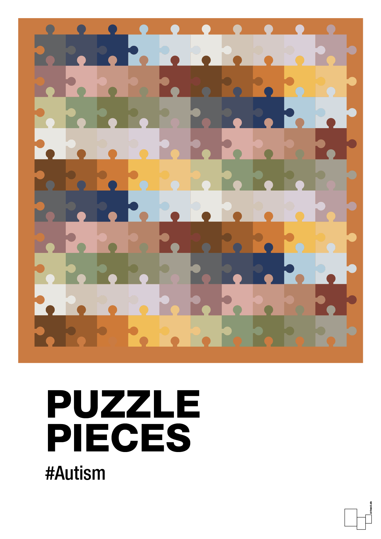 plakat: puzzle pieces - rumba orange-Autisme-A1two3