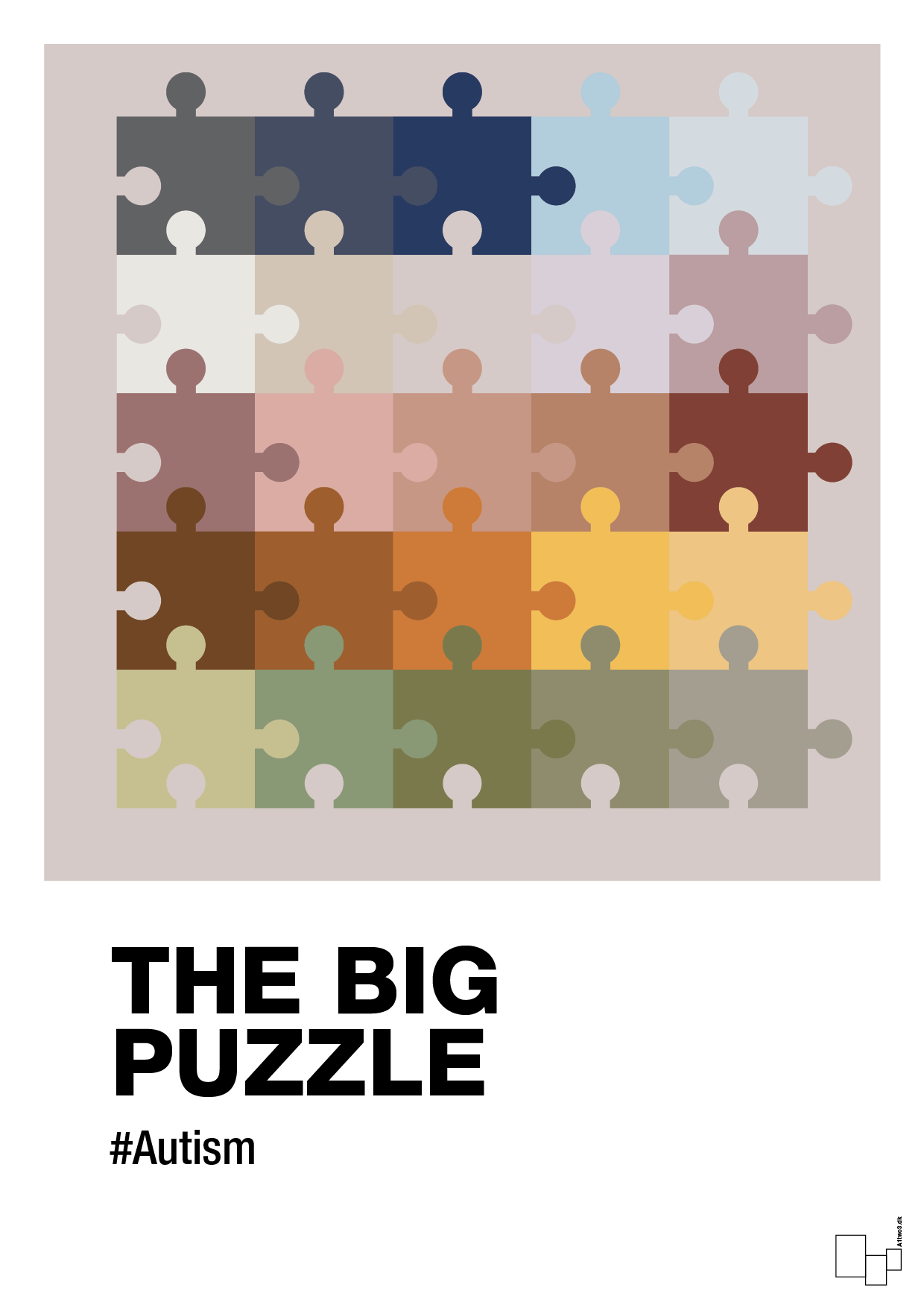 plakat: the big puzzle - broken beige-Autisme-A1two3