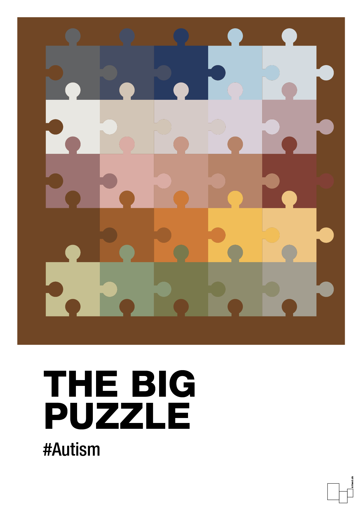 plakat: the big puzzle - dark brown-Autisme-A1two3