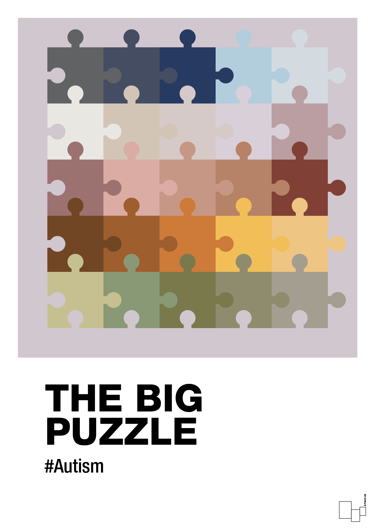 plakat: the big puzzle - dusty lilac-Autisme-A1two3