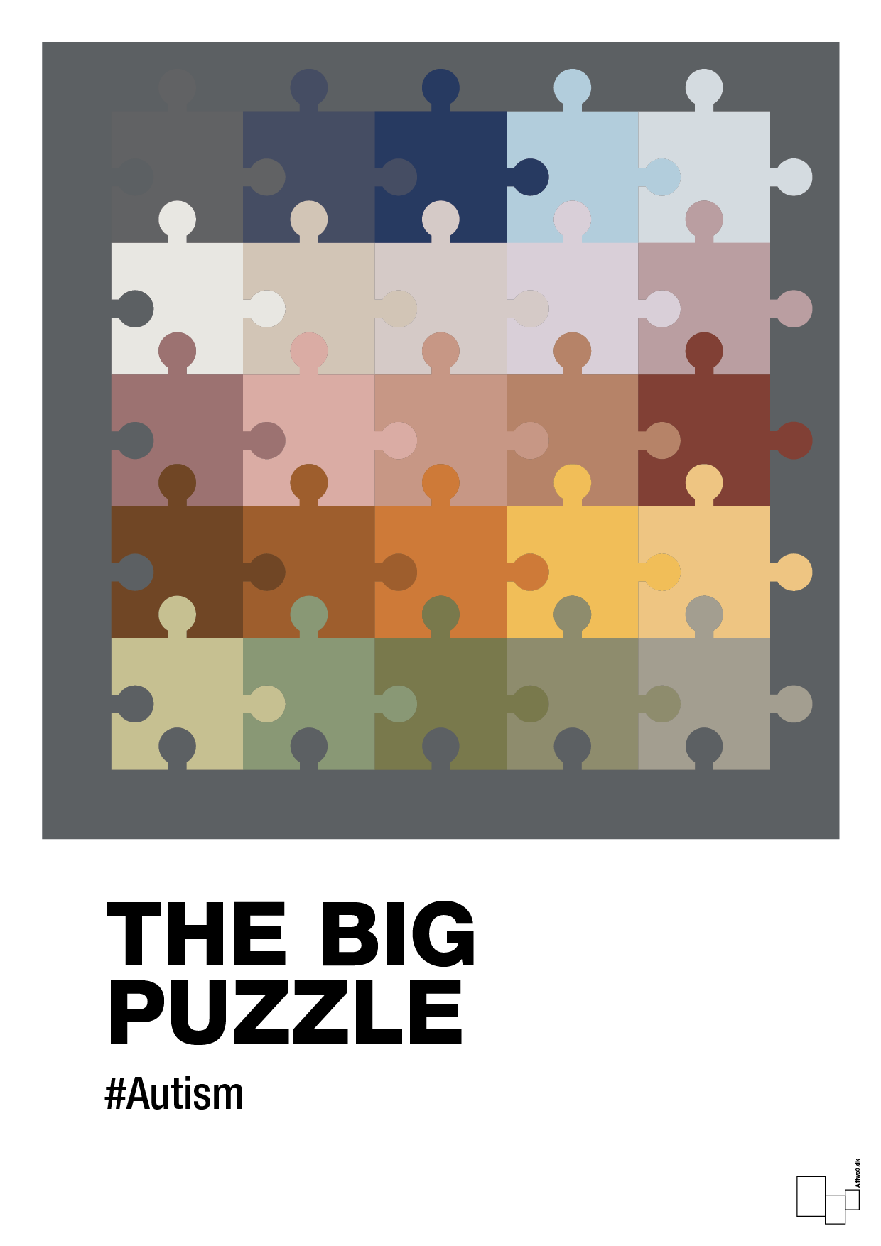plakat: the big puzzle - graphic charcoal-Autisme-A1two3
