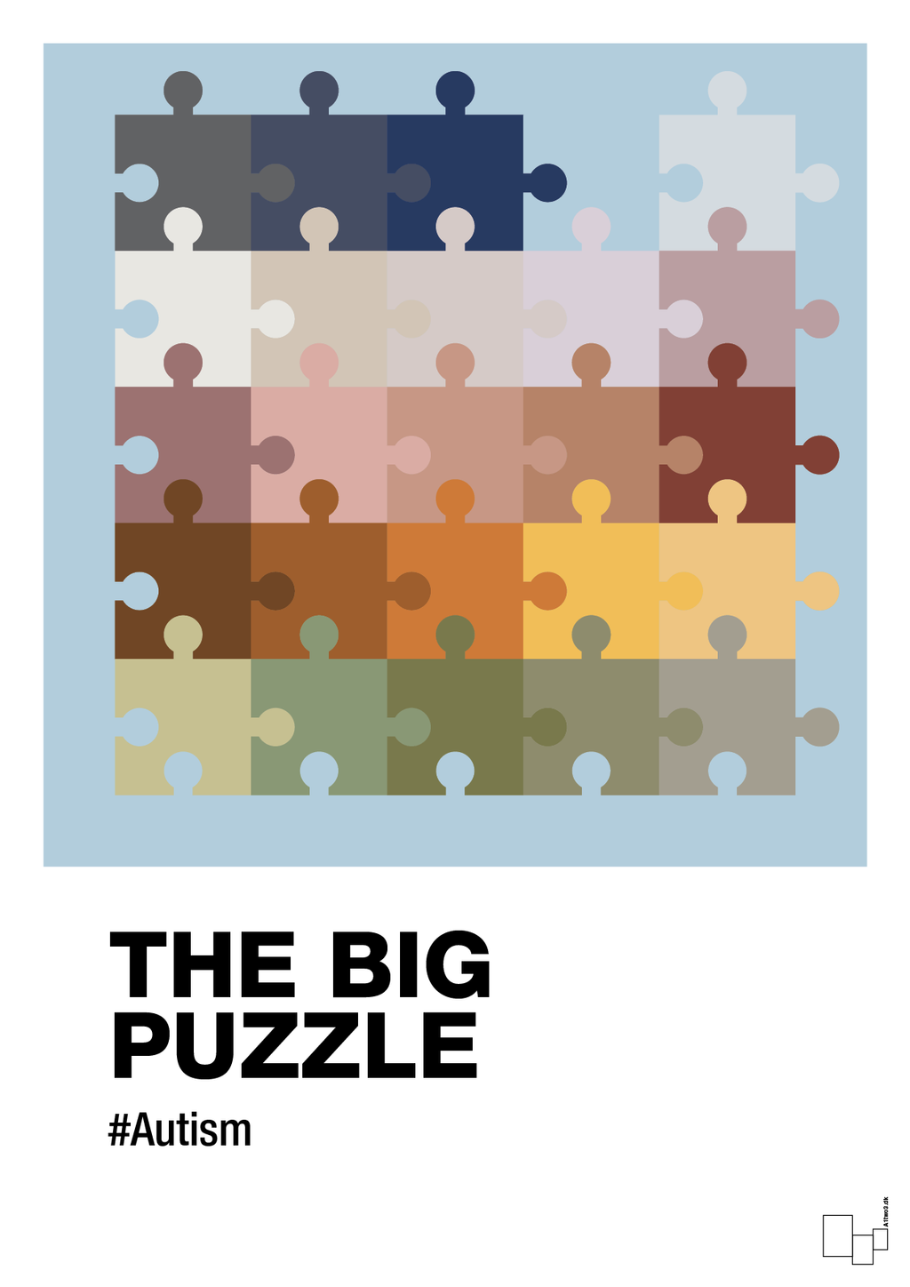 plakat: the big puzzle - heavenly blue-Autisme-A1two3