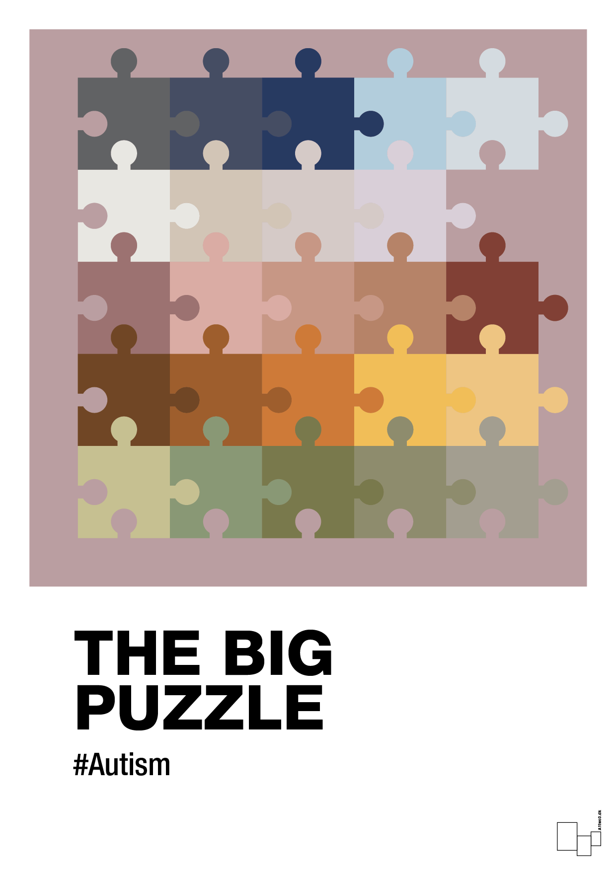 plakat: the big puzzle - light rose-Autisme-A1two3
