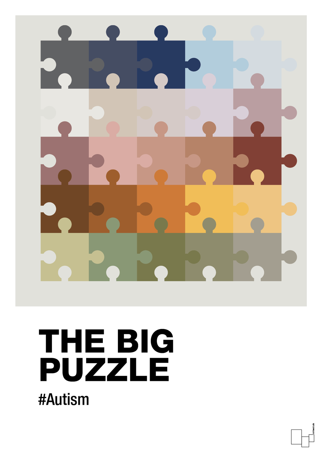 plakat: the big puzzle - painters white-Autisme-A1two3